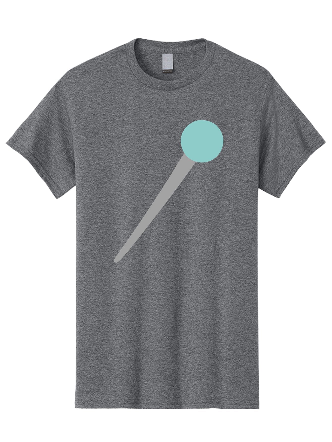 Pin-1 Men'S Graphic Tee, 100% Cotton, Comfortable Casual Summer Wear, Machine Washable, Thumbtack, Push Pin, Office Supplies, Stationery, Gray Metal, Light Blue Head, Simple Design, Minimalist Icon Aac069 3