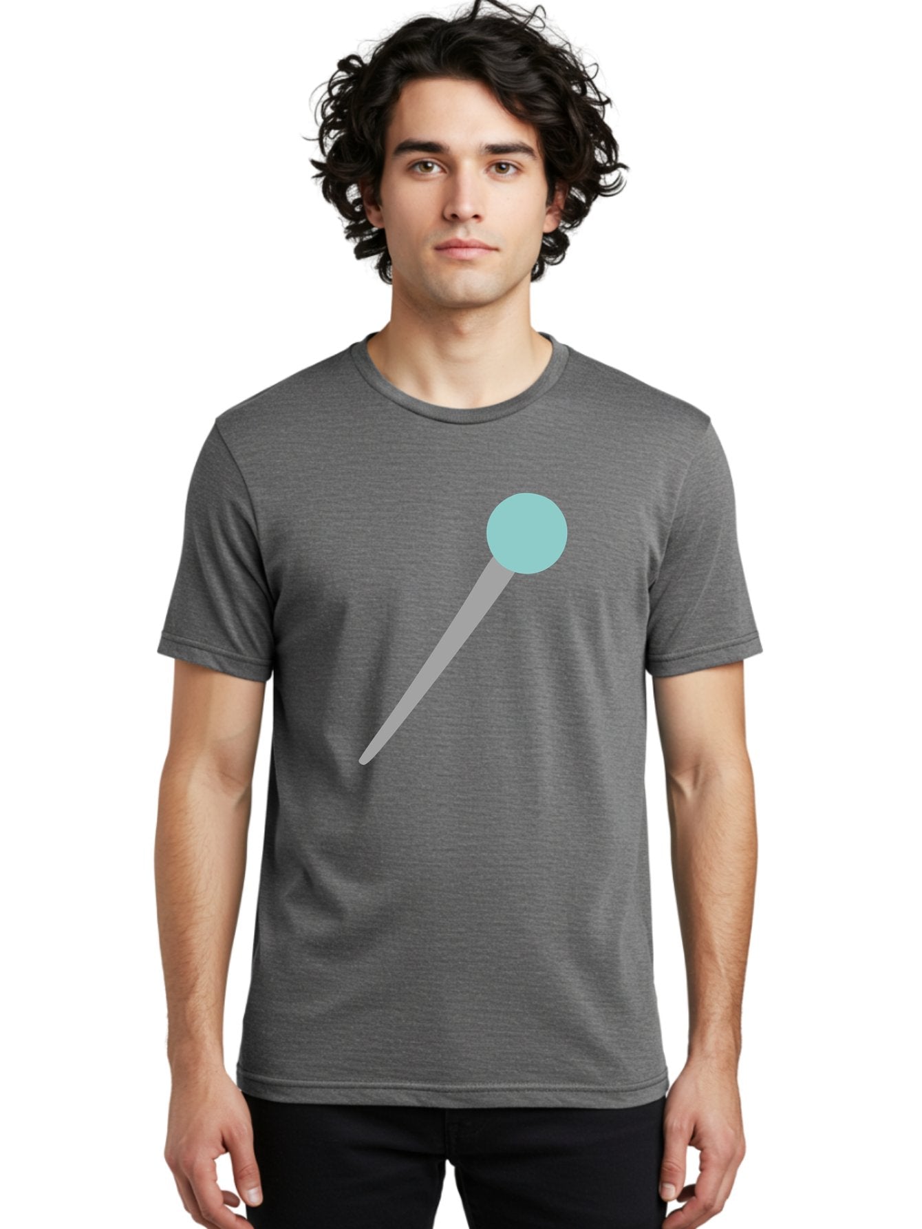 Pin-1 Men'S Graphic Tee, 100% Cotton, Comfortable Casual Summer Wear, Machine Washable, Thumbtack, Push Pin, Office Supplies, Stationery, Gray Metal, Light Blue Head, Simple Design, Minimalist Icon Aac069 22