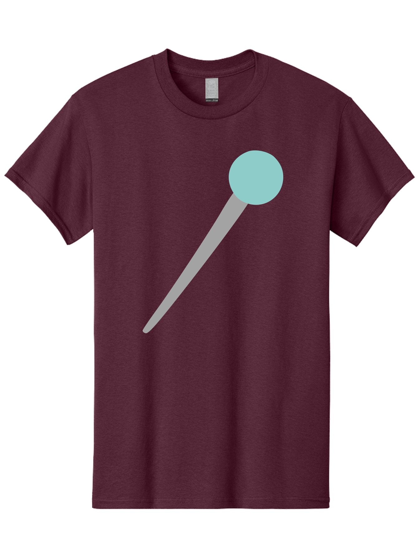 Pin-1 Men'S Graphic Tee, 100% Cotton, Comfortable Casual Summer Wear, Machine Washable, Thumbtack, Push Pin, Office Supplies, Stationery, Gray Metal, Light Blue Head, Simple Design, Minimalist Icon Aac069