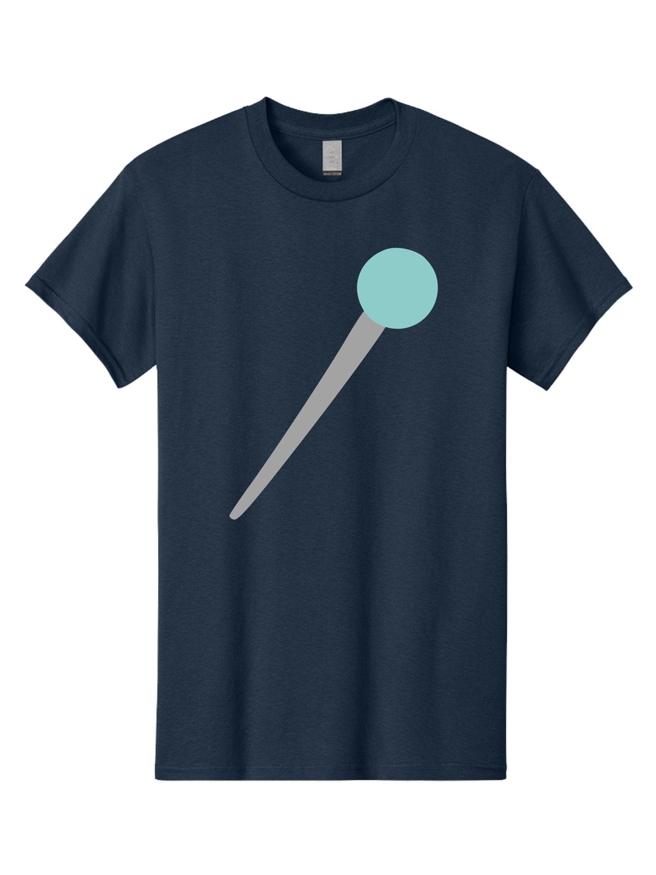Pin-1 Men'S Graphic Tee, 100% Cotton, Comfortable Casual Summer Wear, Machine Washable, Thumbtack, Push Pin, Office Supplies, Stationery, Gray Metal, Light Blue Head, Simple Design, Minimalist Icon Aac069 5