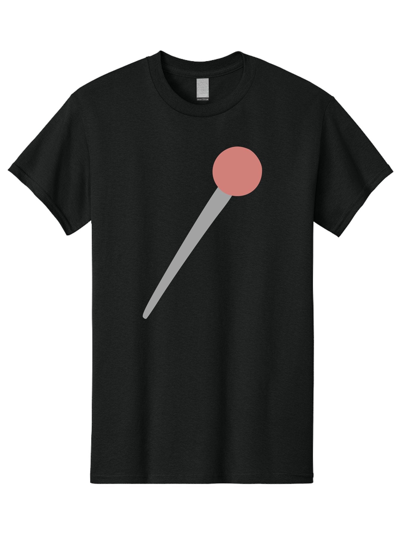 Pin Men'S Graphic Tee, 100% Cotton, Comfortable Casual Summer Wear, Machine Washable, Push Pin, Thumb Tack, Office Supplies, Red Circle, Grey Stick, Simple Design, Minimalistic Icon, Stationery Aac071 13