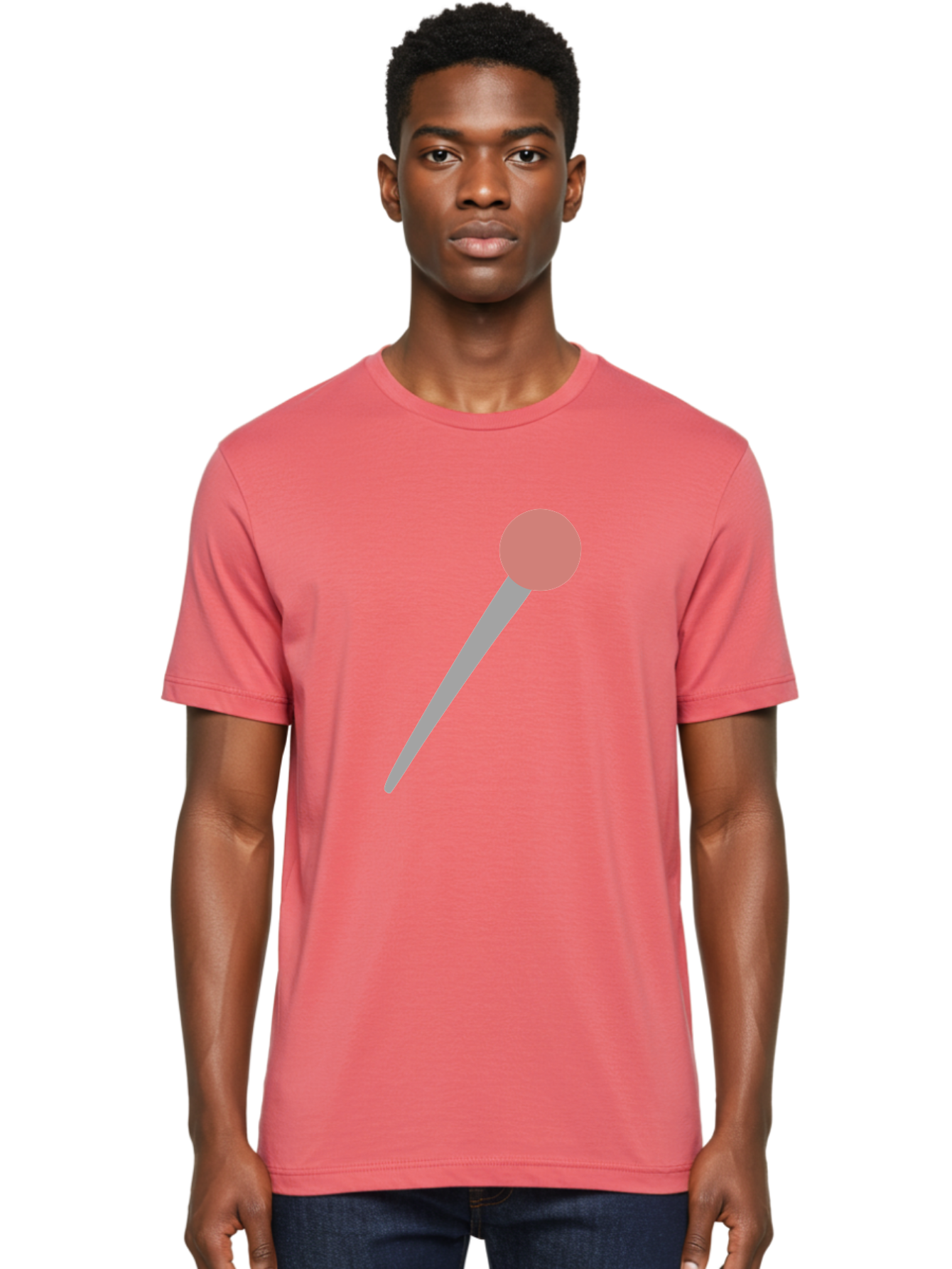 Pin Men'S Graphic Tee, 100% Cotton, Comfortable Casual Summer Wear, Machine Washable, Push Pin, Thumb Tack, Office Supplies, Red Circle, Grey Stick, Simple Design, Minimalistic Icon, Stationery Aac071 14