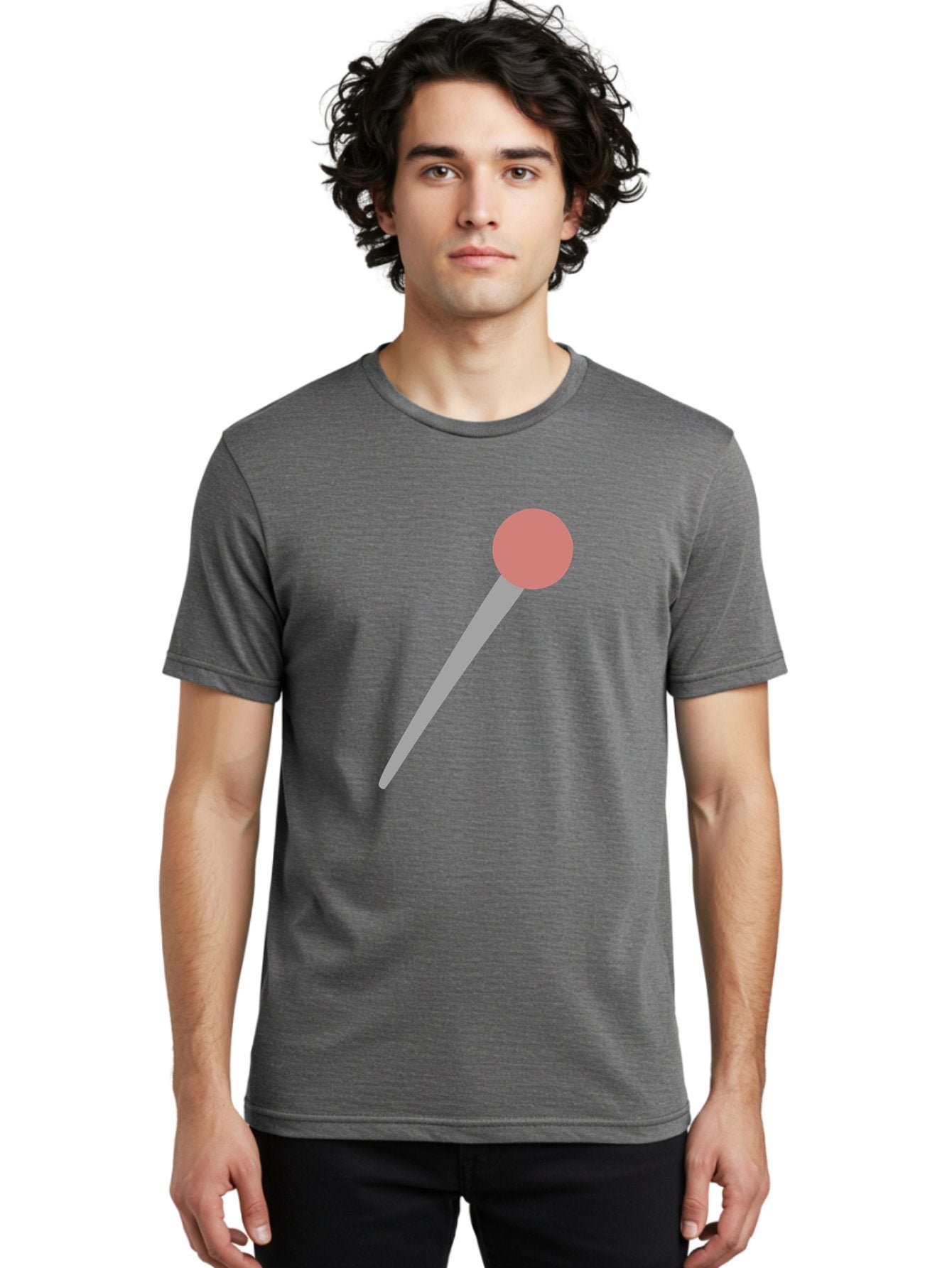 Pin Men'S Graphic Tee, 100% Cotton, Comfortable Casual Summer Wear, Machine Washable, Push Pin, Thumb Tack, Office Supplies, Red Circle, Grey Stick, Simple Design, Minimalistic Icon, Stationery Aac071 16