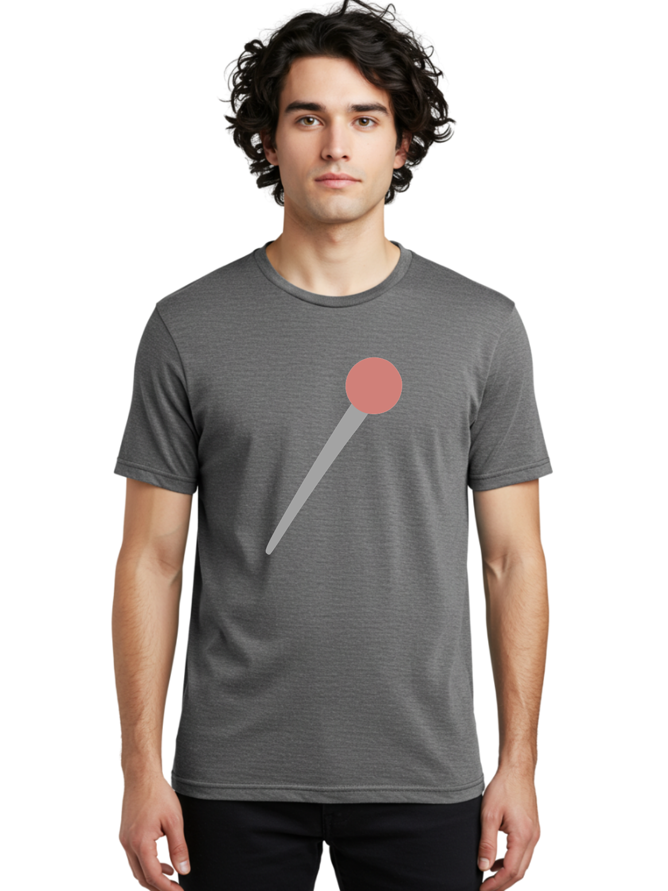 Pin Men'S Graphic Tee, 100% Cotton, Comfortable Casual Summer Wear, Machine Washable, Push Pin, Thumb Tack, Office Supplies, Red Circle, Grey Stick, Simple Design, Minimalistic Icon, Stationery Aac071 26