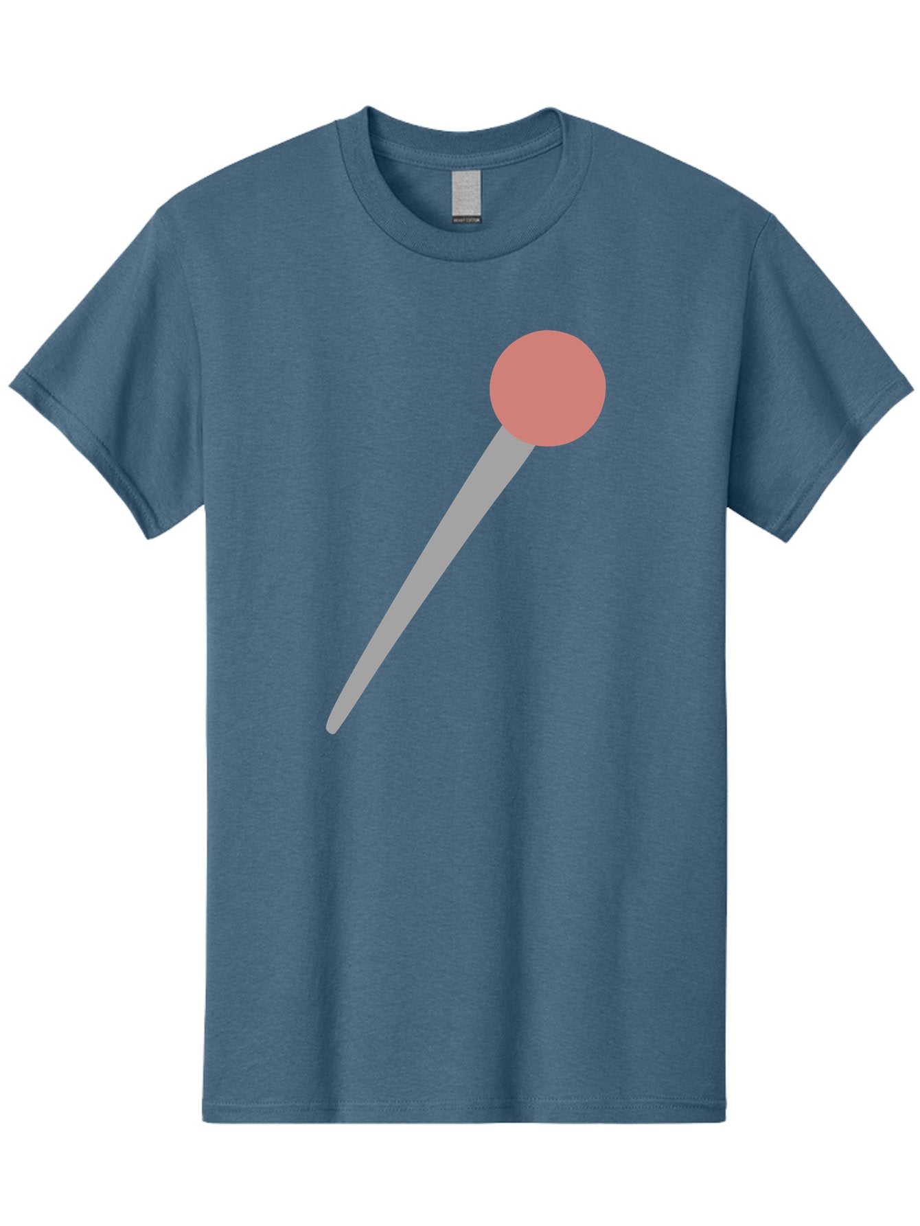 Pin Men'S Graphic Tee, 100% Cotton, Comfortable Casual Summer Wear, Machine Washable, Push Pin, Thumb Tack, Office Supplies, Red Circle, Grey Stick, Simple Design, Minimalistic Icon, Stationery Aac071