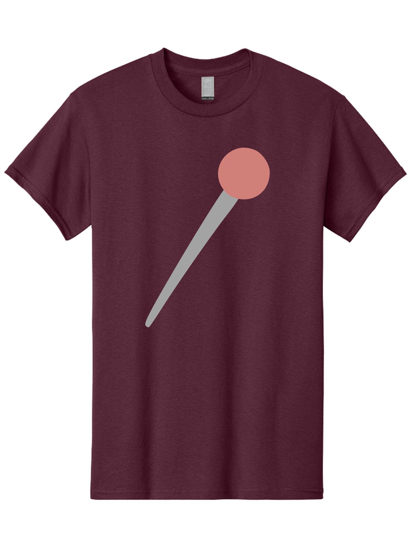Pin Men'S Graphic Tee, 100% Cotton, Comfortable Casual Summer Wear, Machine Washable, Push Pin, Thumb Tack, Office Supplies, Red Circle, Grey Stick, Simple Design, Minimalistic Icon, Stationery Aac071 5
