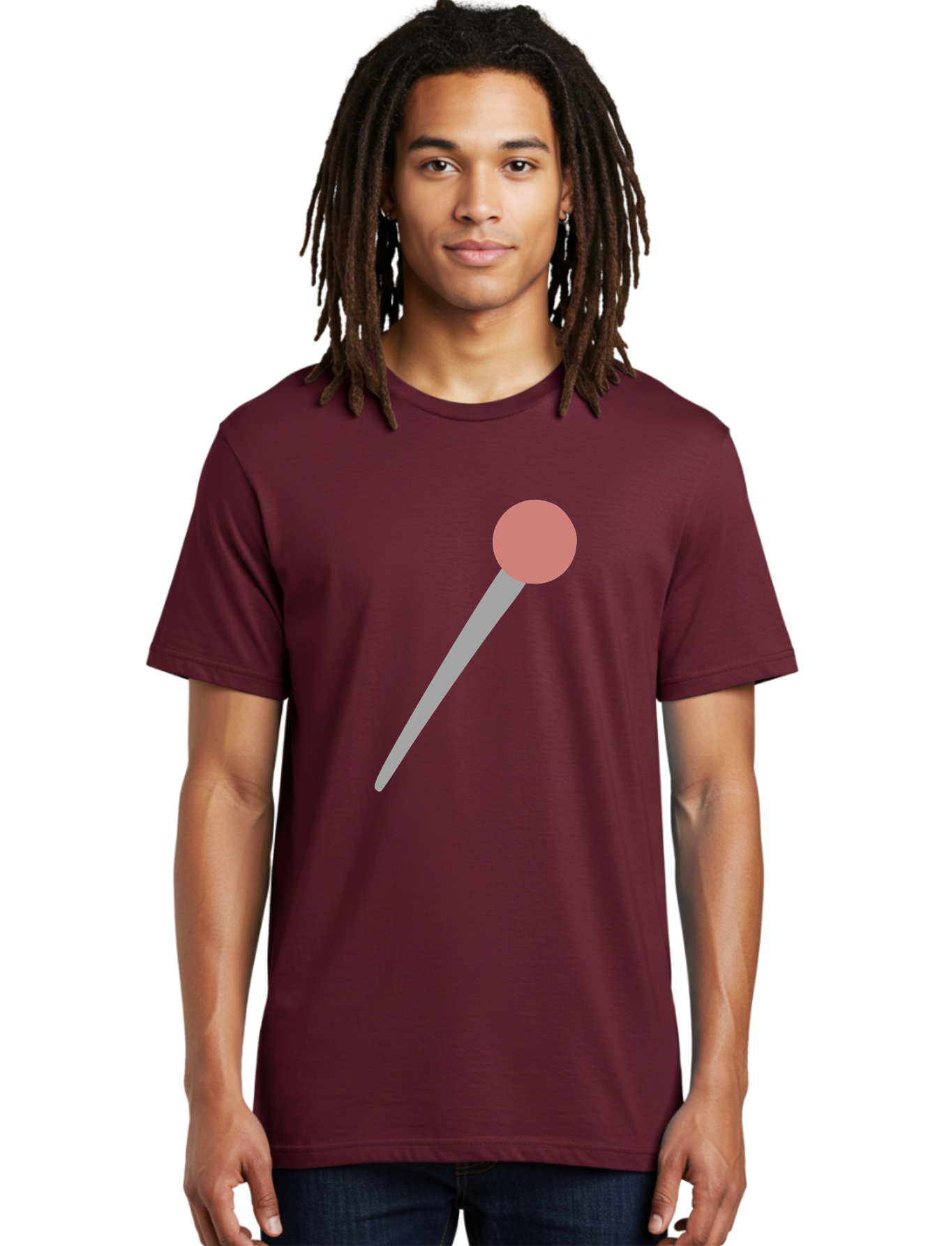 Pin Men'S Graphic Tee, 100% Cotton, Comfortable Casual Summer Wear, Machine Washable, Push Pin, Thumb Tack, Office Supplies, Red Circle, Grey Stick, Simple Design, Minimalistic Icon, Stationery Aac071 16