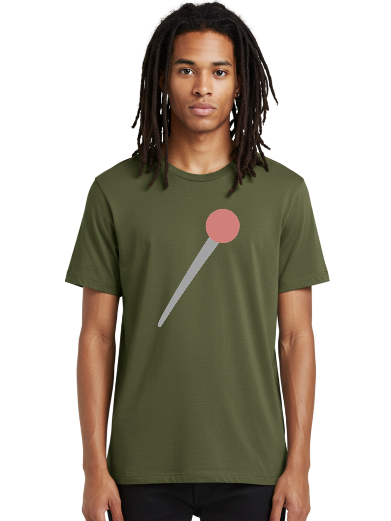 Pin Men'S Graphic Tee, 100% Cotton, Comfortable Casual Summer Wear, Machine Washable, Push Pin, Thumb Tack, Office Supplies, Red Circle, Grey Stick, Simple Design, Minimalistic Icon, Stationery Aac071 24