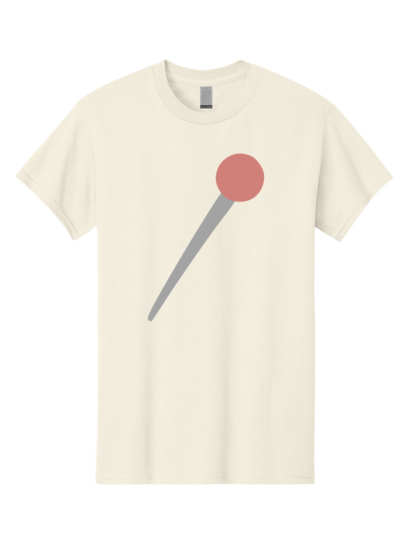 Pin Men'S Graphic Tee, 100% Cotton, Comfortable Casual Summer Wear, Machine Washable, Push Pin, Thumb Tack, Office Supplies, Red Circle, Grey Stick, Simple Design, Minimalistic Icon, Stationery Aac071