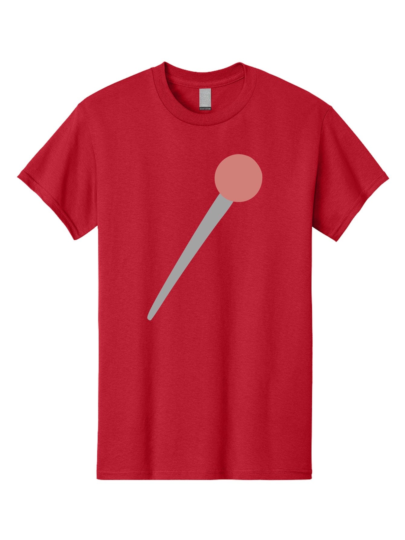 Pin Men'S Graphic Tee, 100% Cotton, Comfortable Casual Summer Wear, Machine Washable, Push Pin, Thumb Tack, Office Supplies, Red Circle, Grey Stick, Simple Design, Minimalistic Icon, Stationery Aac071 11