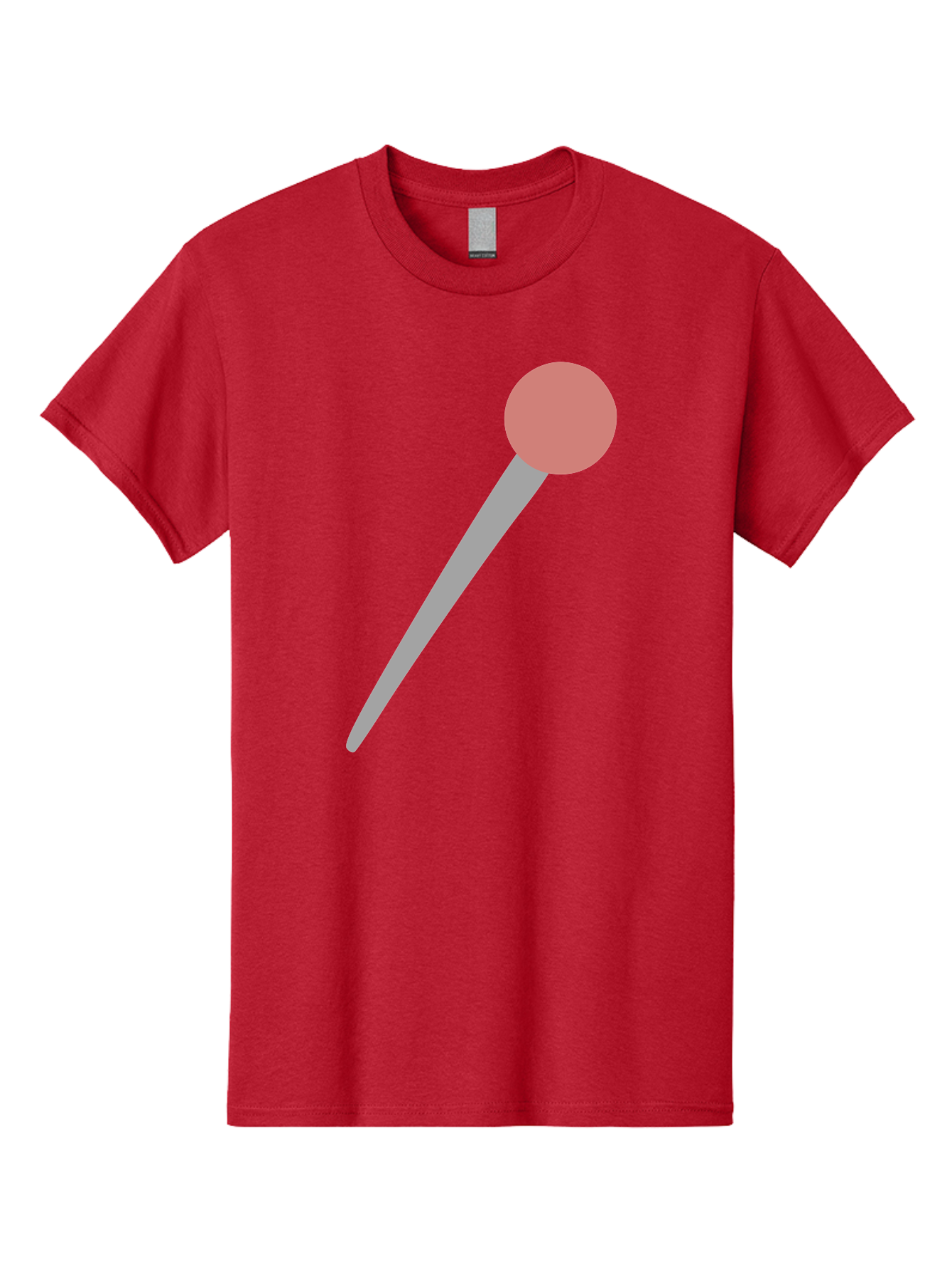 Pin Men'S Graphic Tee, 100% Cotton, Comfortable Casual Summer Wear, Machine Washable, Push Pin, Thumb Tack, Office Supplies, Red Circle, Grey Stick, Simple Design, Minimalistic Icon, Stationery Aac071 7