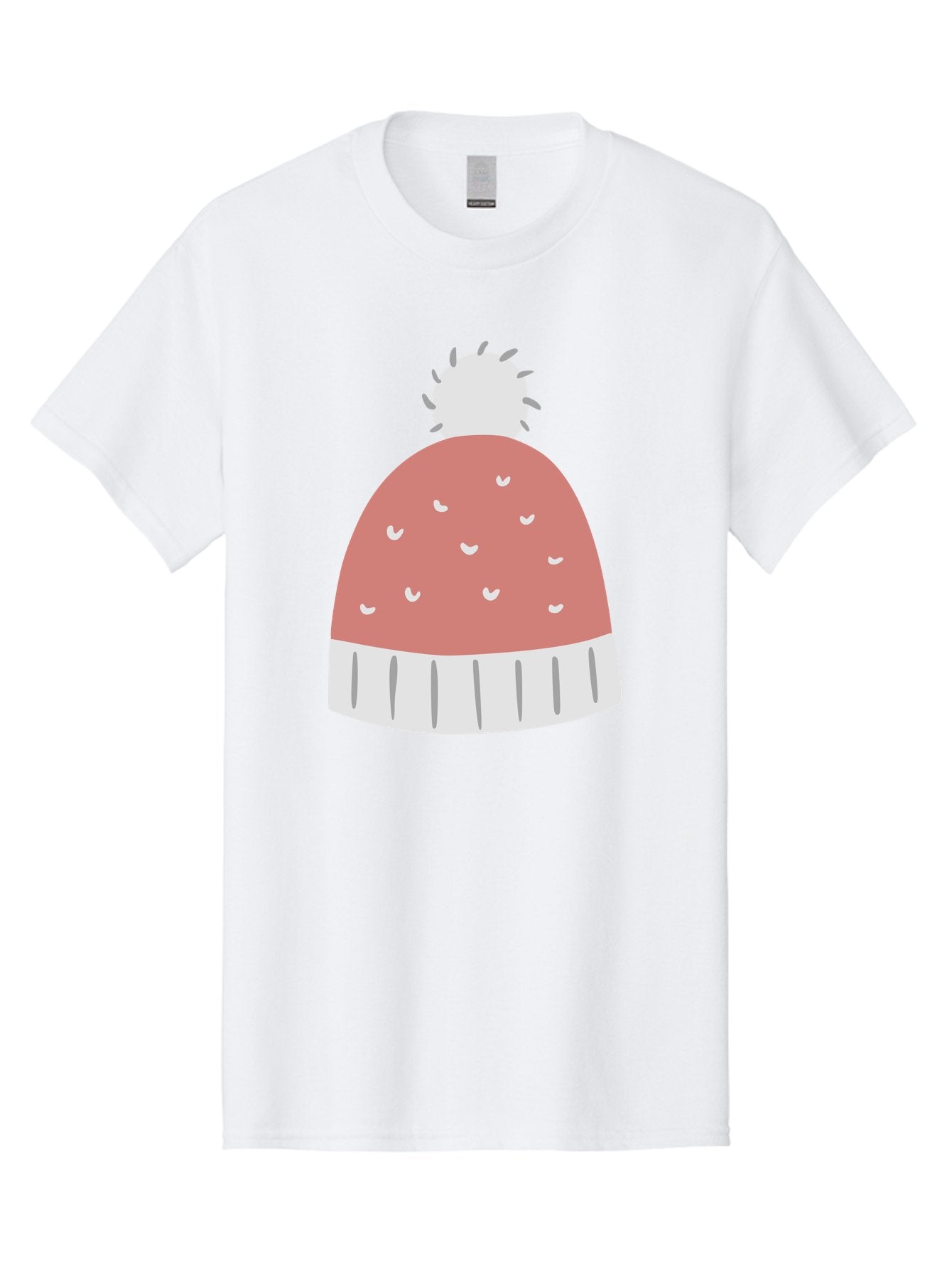 Pink-Beanie Men'S Graphic Tee, 100% Cotton, Comfortable Casual Summer Wear, Machine Washable, Winter Hat, Beanie With Pom-Pom, Pink And White, Festive Fashion, Cold Weather Accessory, Trendy Headwear, Winter Clothing Aac072 6