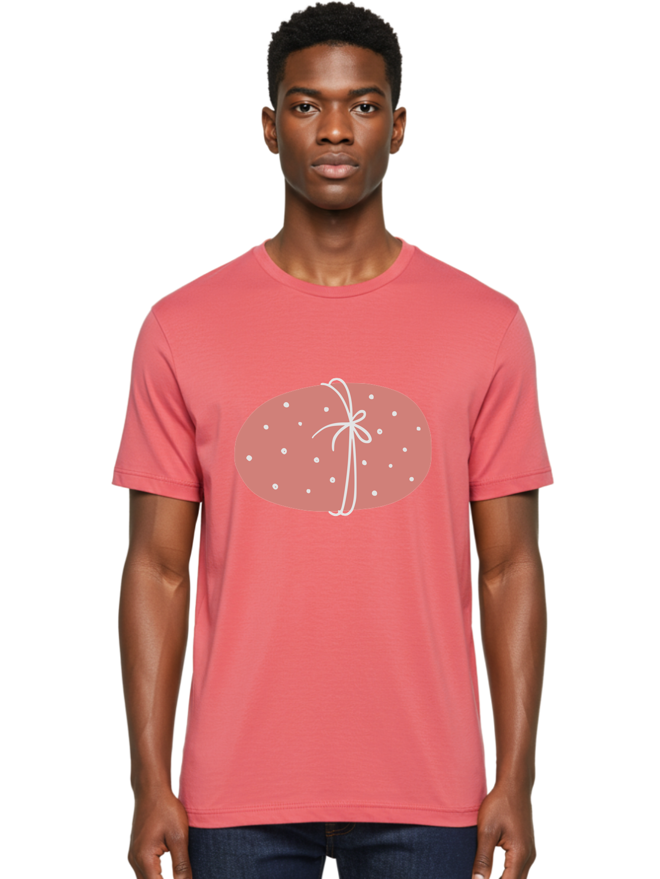 Pink-Gift Men'S Graphic Tee, 100% Cotton, Comfortable Casual Summer Wear, Machine Washable, Oval Gift, Pink Wrapping, White Polka Dots, Ribbon Bow, Gift Wrapping, Present, Festive Design, Celebratory Theme, Decorative Element, Charming Gift Aac074 16