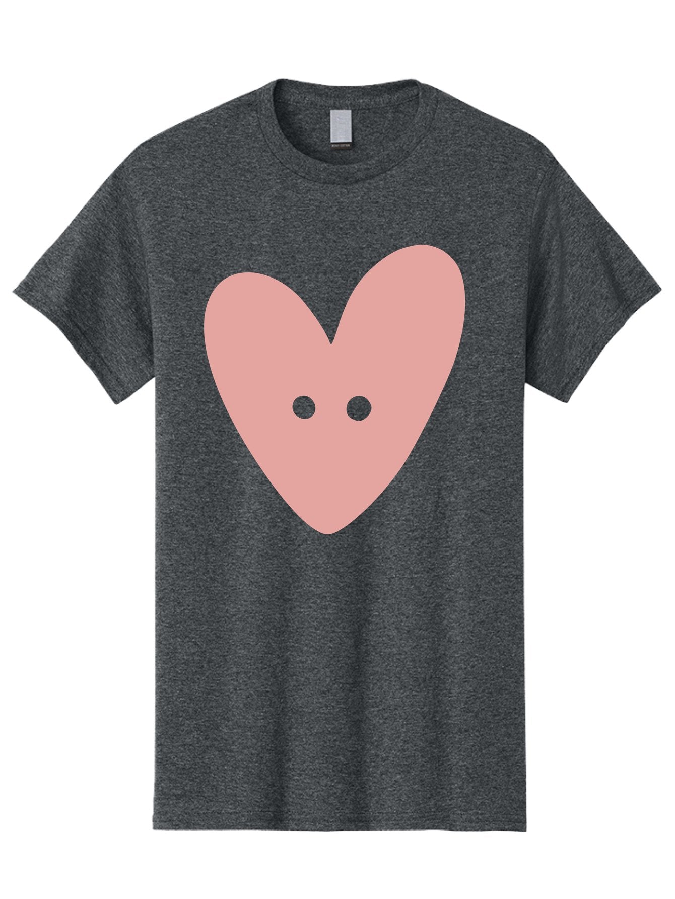 Pink-Heart-Button Men'S Graphic Tee, 100% Cotton, Comfortable Casual Summer Wear, Machine Washable, Heart Symbol, Pink Icon, Love Emblem, Cute Design, Simple Illustration, Minimalist Art Aac075 5