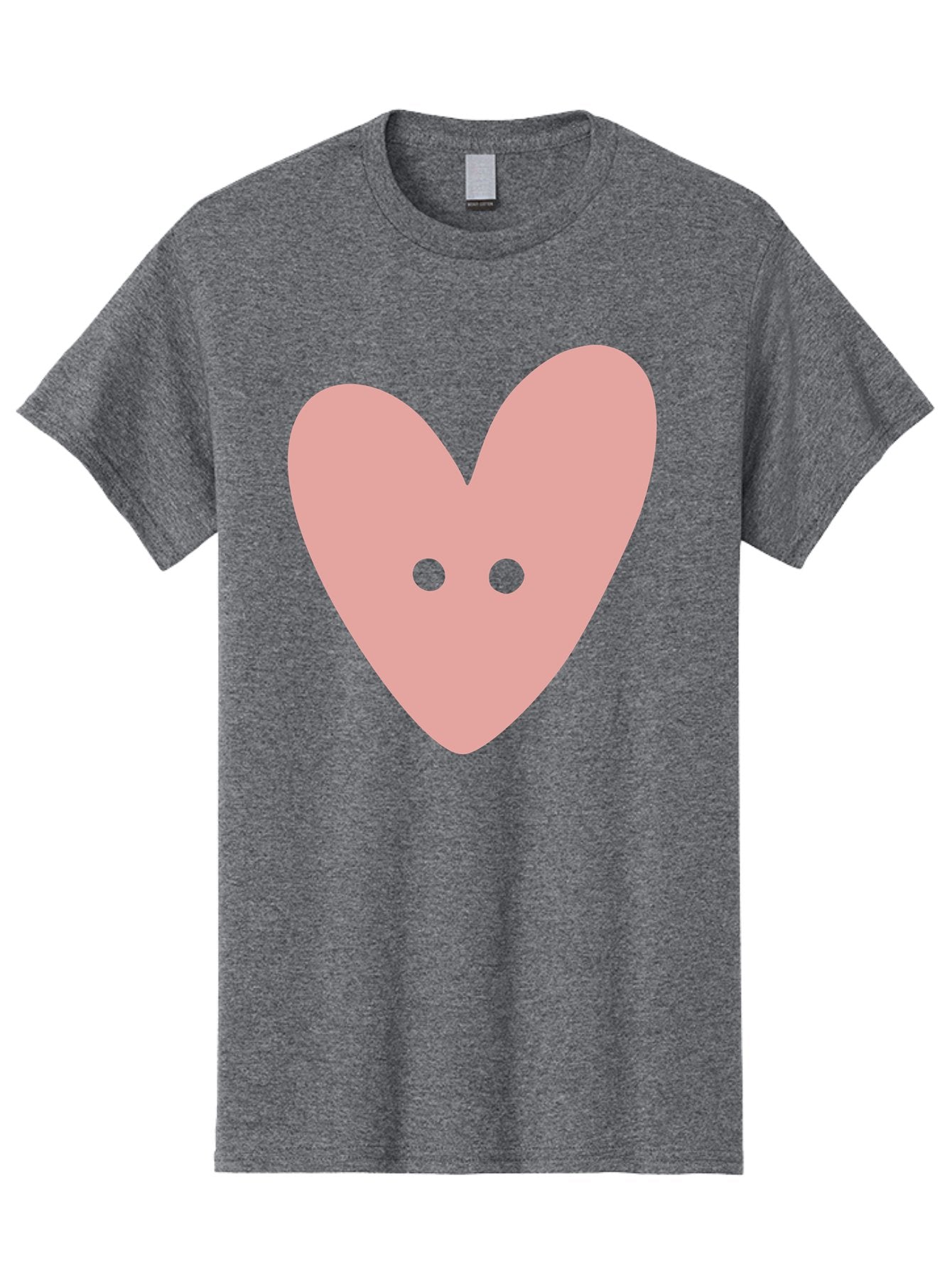 Pink-Heart-Button Men'S Graphic Tee, 100% Cotton, Comfortable Casual Summer Wear, Machine Washable, Heart Symbol, Pink Icon, Love Emblem, Cute Design, Simple Illustration, Minimalist Art Aac075 6