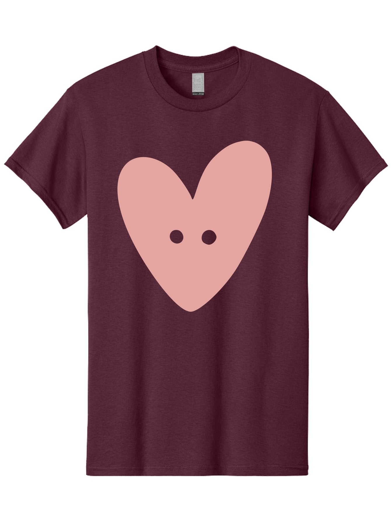 Pink-Heart-Button Men'S Graphic Tee, 100% Cotton, Comfortable Casual Summer Wear, Machine Washable, Heart Symbol, Pink Icon, Love Emblem, Cute Design, Simple Illustration, Minimalist Art Aac075