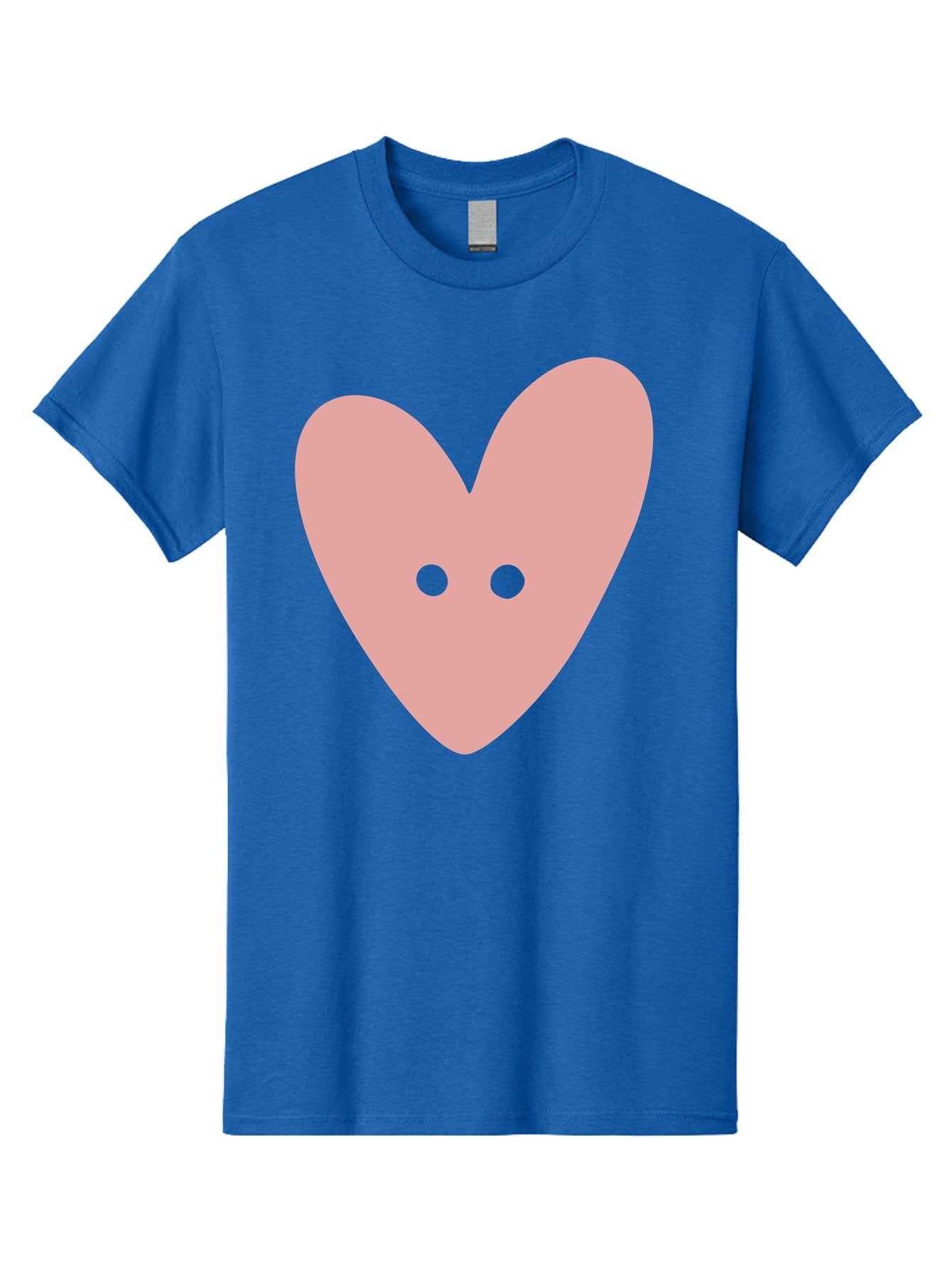 Pink-Heart-Button Men'S Graphic Tee, 100% Cotton, Comfortable Casual Summer Wear, Machine Washable, Heart Symbol, Pink Icon, Love Emblem, Cute Design, Simple Illustration, Minimalist Art Aac075