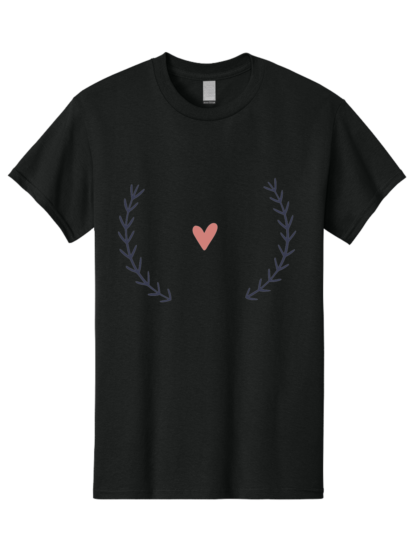 Pink-Heart-Laurel Men'S Graphic Tee, 100% Cotton, Comfortable Casual Summer Wear, Machine Washable, Pink Heart Symbol, Purple Leaves, Love Icon, Minimalist Design, Simple Graphics, Heart Shape, Floral Elements, Romantic Symbolism, Aac076 7