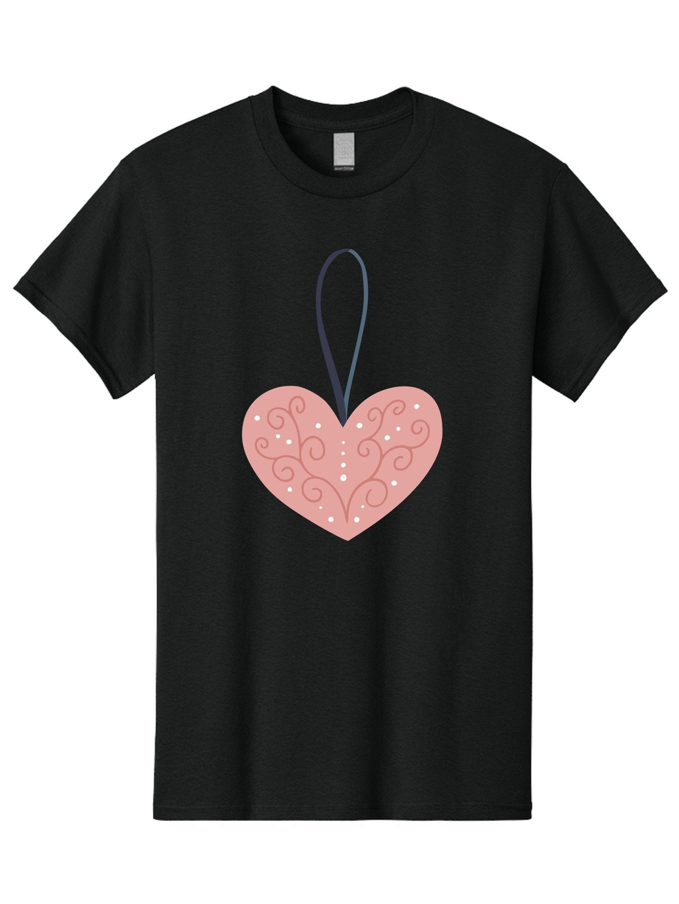 Pink-Heart-Ornament Men'S Graphic Tee, 100% Cotton, Comfortable Casual Summer Wear, Machine Washable, Pink Heart Ornament, Decorative Design, Swirling Patterns, White Dots, Hanging Decoration, Love Symbol, Valentines Day Gift, Festive Decor Aac077 9