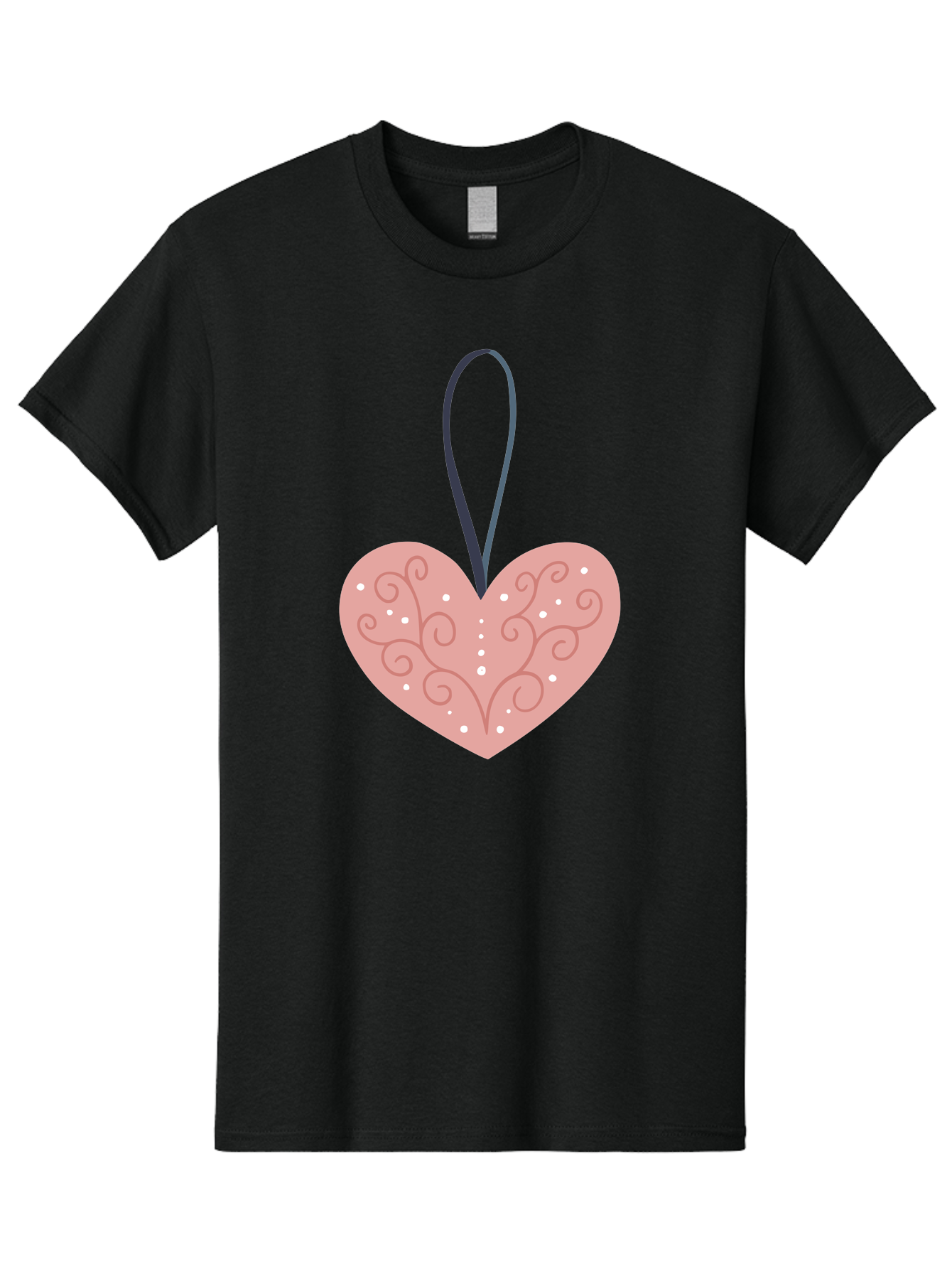 Pink-Heart-Ornament Men'S Graphic Tee, 100% Cotton, Comfortable Casual Summer Wear, Machine Washable, Pink Heart Ornament, Decorative Design, Swirling Patterns, White Dots, Hanging Decoration, Love Symbol, Valentines Day Gift, Festive Decor Aac077 9