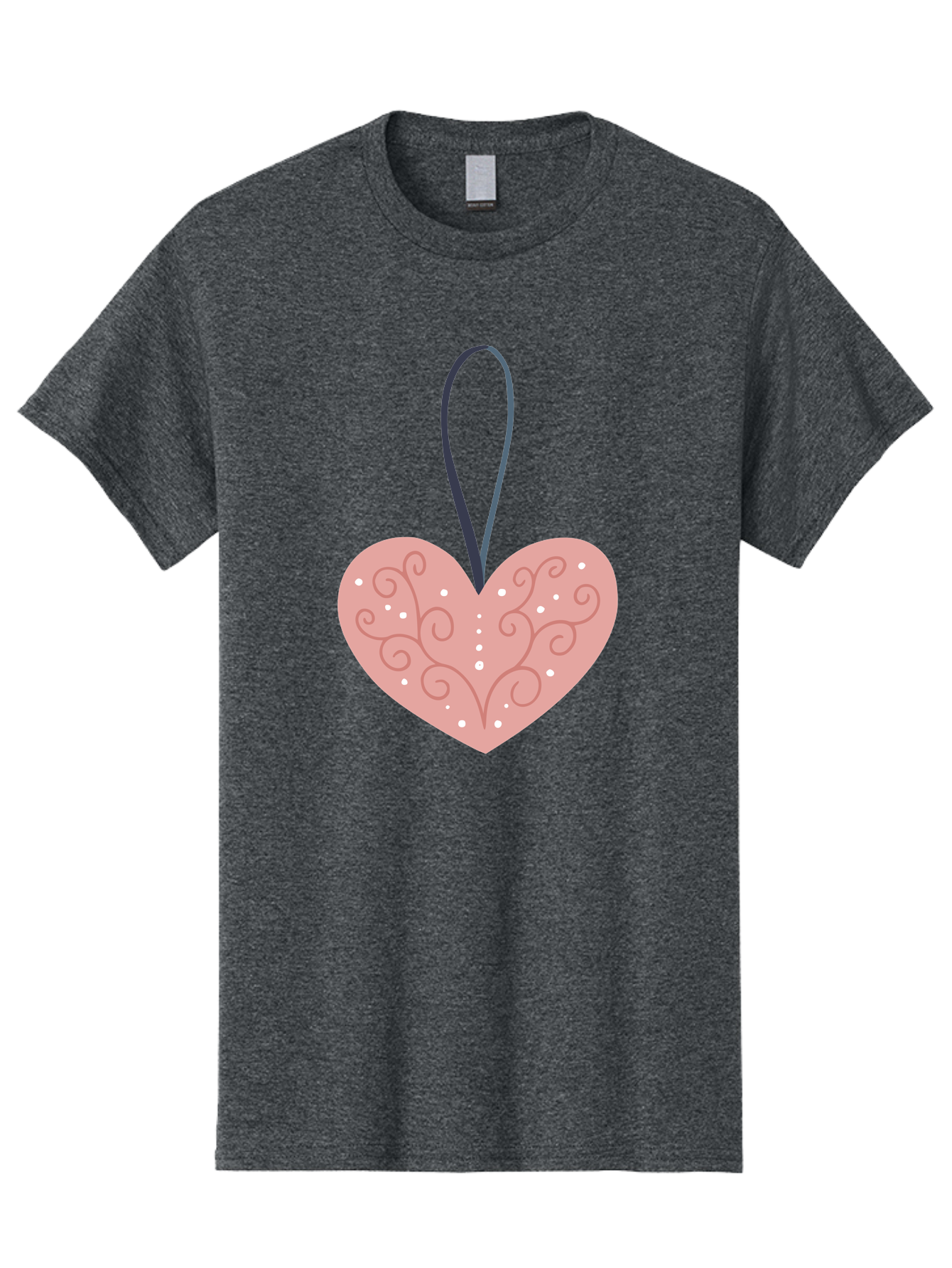 Pink-Heart-Ornament Men'S Graphic Tee, 100% Cotton, Comfortable Casual Summer Wear, Machine Washable, Pink Heart Ornament, Decorative Design, Swirling Patterns, White Dots, Hanging Decoration, Love Symbol, Valentines Day Gift, Festive Decor Aac077 27