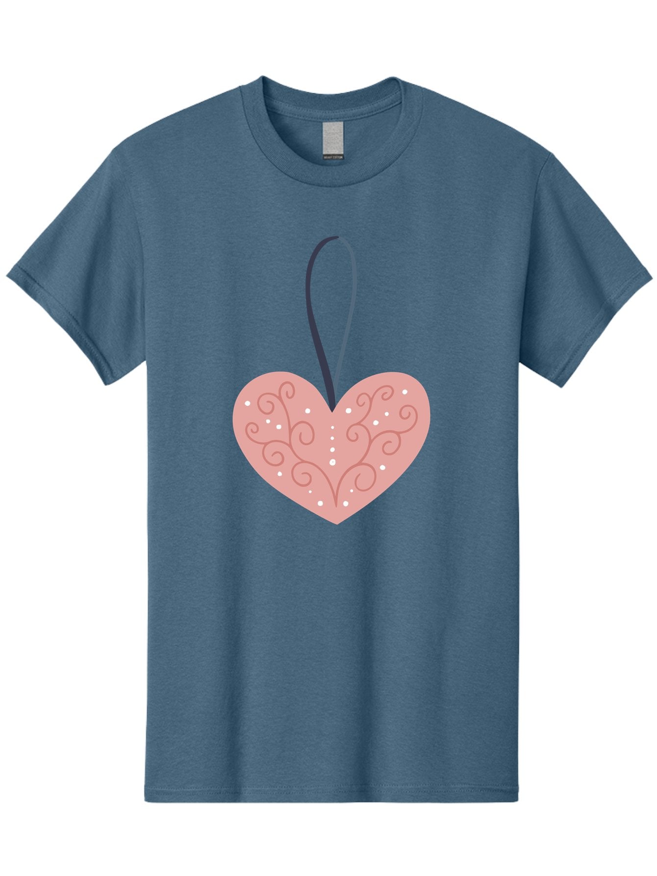Pink-Heart-Ornament Men'S Graphic Tee, 100% Cotton, Comfortable Casual Summer Wear, Machine Washable, Pink Heart Ornament, Decorative Design, Swirling Patterns, White Dots, Hanging Decoration, Love Symbol, Valentines Day Gift, Festive Decor Aac077 5