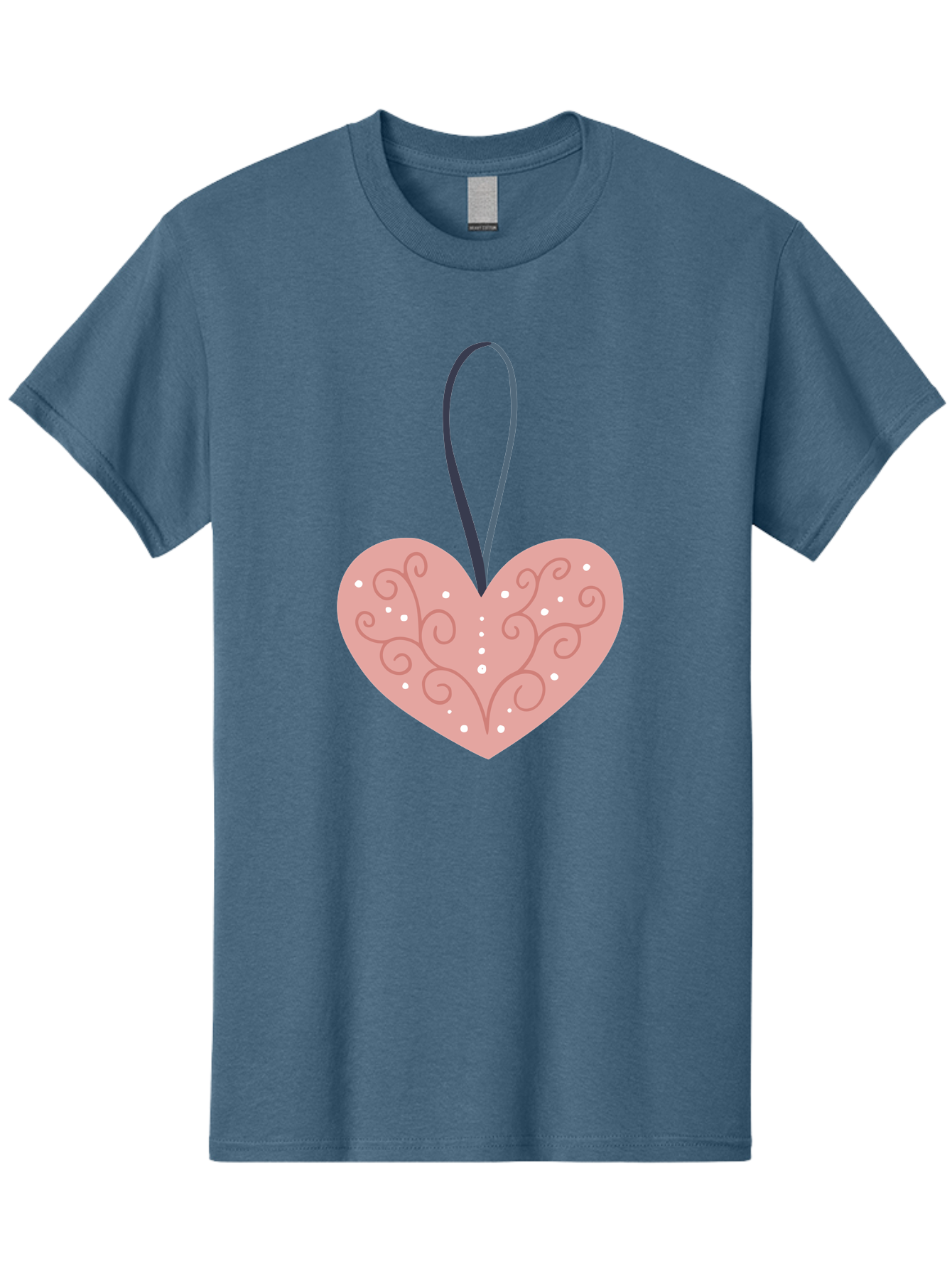Pink-Heart-Ornament Men'S Graphic Tee, 100% Cotton, Comfortable Casual Summer Wear, Machine Washable, Pink Heart Ornament, Decorative Design, Swirling Patterns, White Dots, Hanging Decoration, Love Symbol, Valentines Day Gift, Festive Decor Aac077 15