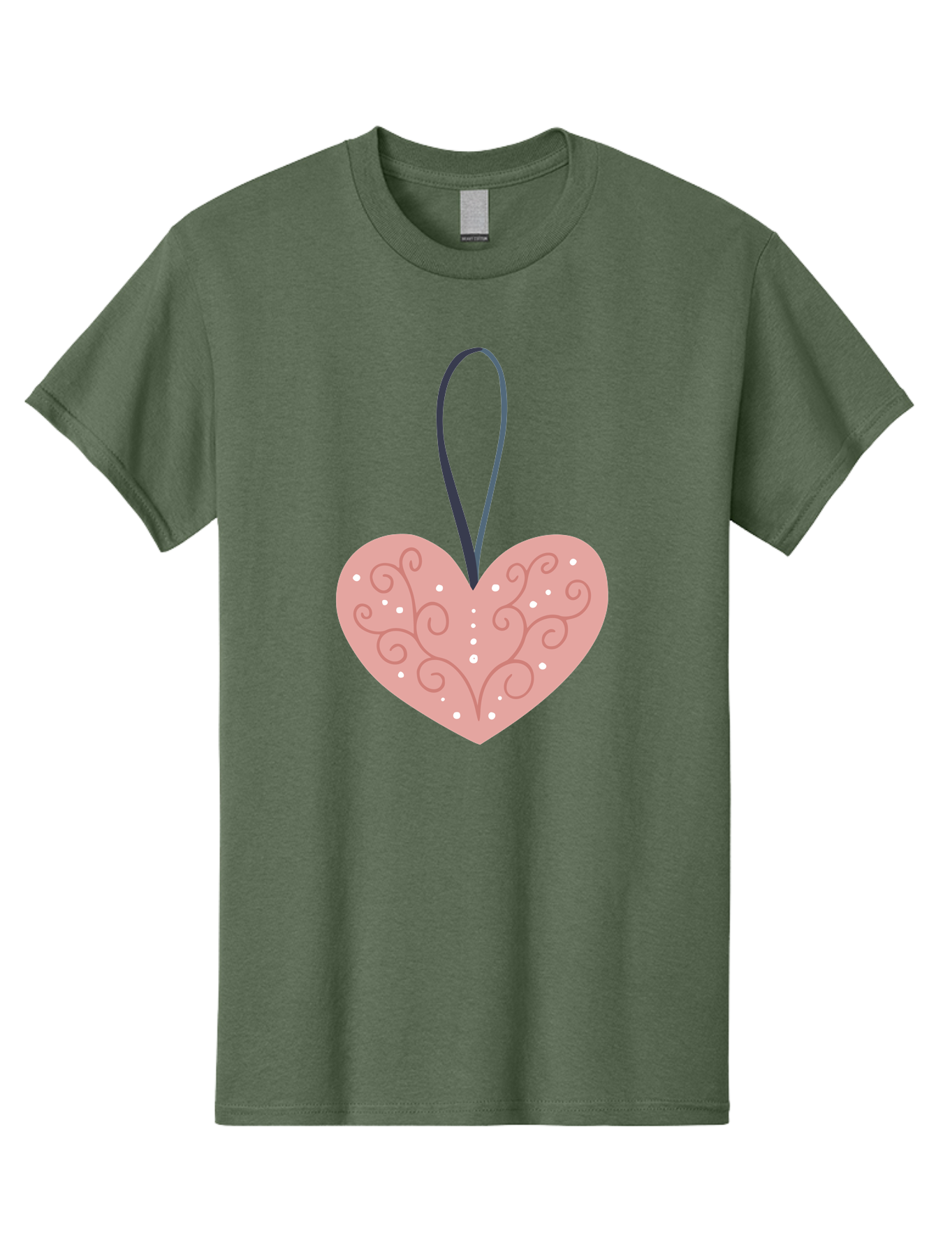 Pink-Heart-Ornament Men'S Graphic Tee, 100% Cotton, Comfortable Casual Summer Wear, Machine Washable, Pink Heart Ornament, Decorative Design, Swirling Patterns, White Dots, Hanging Decoration, Love Symbol, Valentines Day Gift, Festive Decor Aac077 7