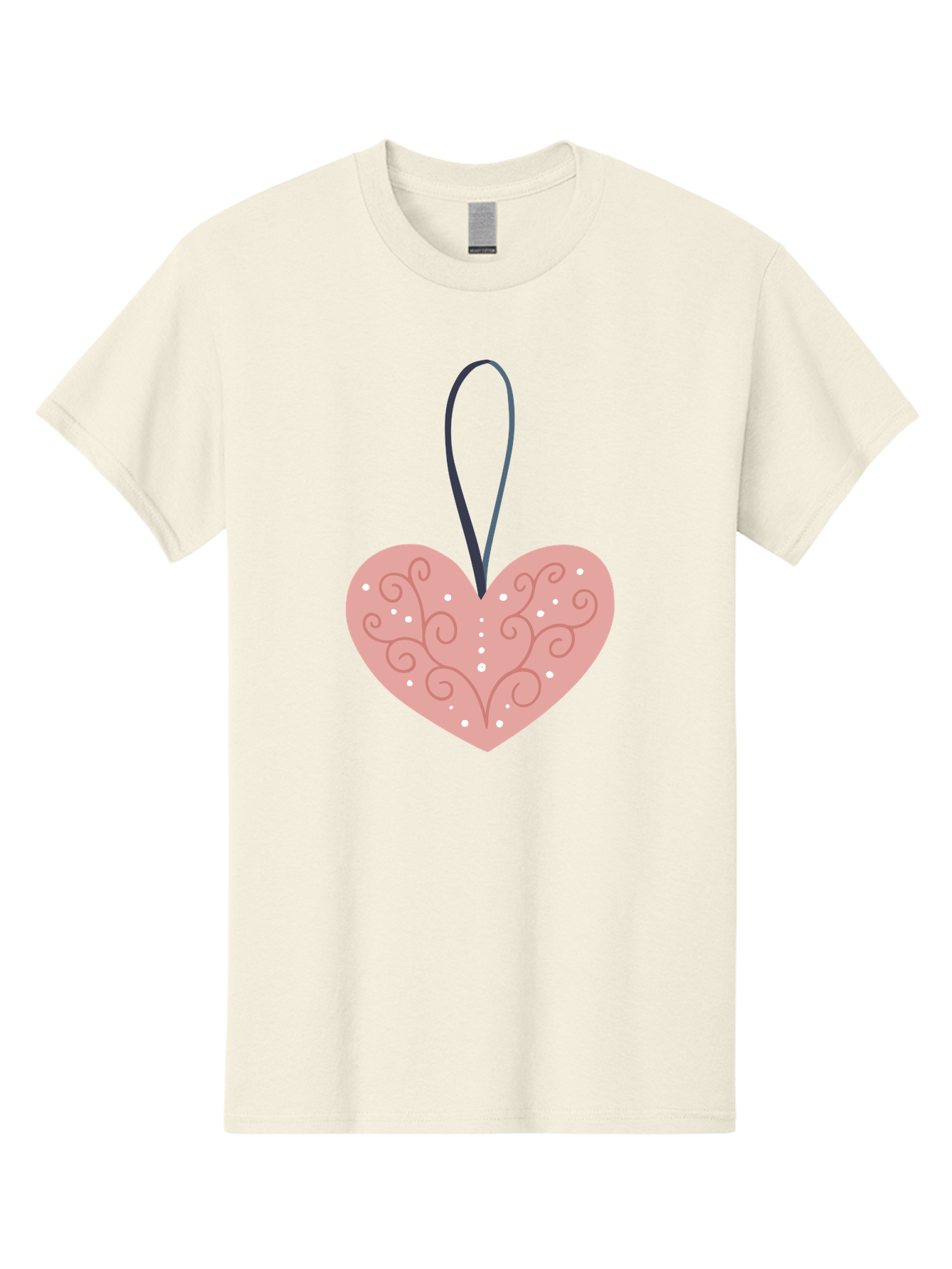Pink-Heart-Ornament Men'S Graphic Tee, 100% Cotton, Comfortable Casual Summer Wear, Machine Washable, Pink Heart Ornament, Decorative Design, Swirling Patterns, White Dots, Hanging Decoration, Love Symbol, Valentines Day Gift, Festive Decor Aac077 29