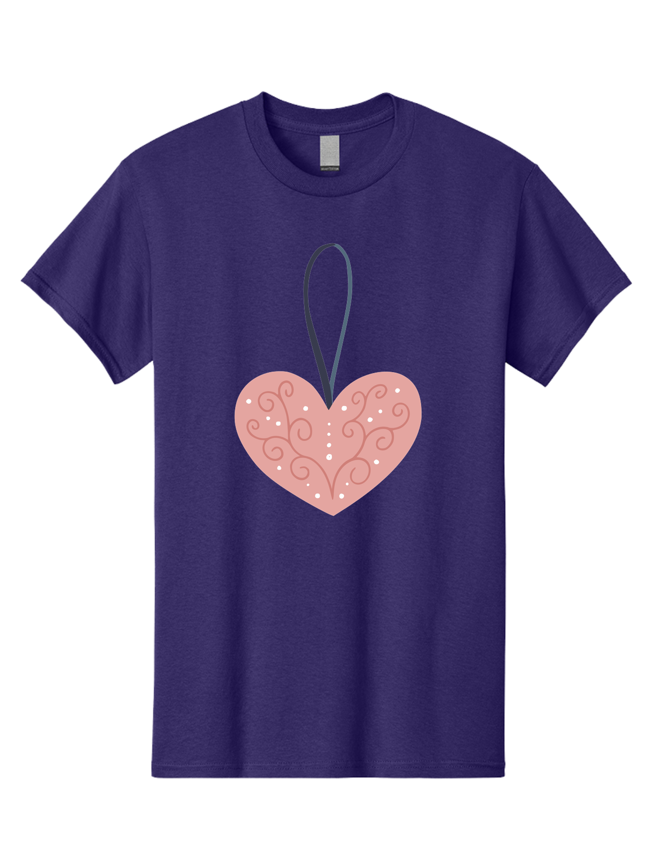 Pink-Heart-Ornament Men'S Graphic Tee, 100% Cotton, Comfortable Casual Summer Wear, Machine Washable, Pink Heart Ornament, Decorative Design, Swirling Patterns, White Dots, Hanging Decoration, Love Symbol, Valentines Day Gift, Festive Decor Aac077