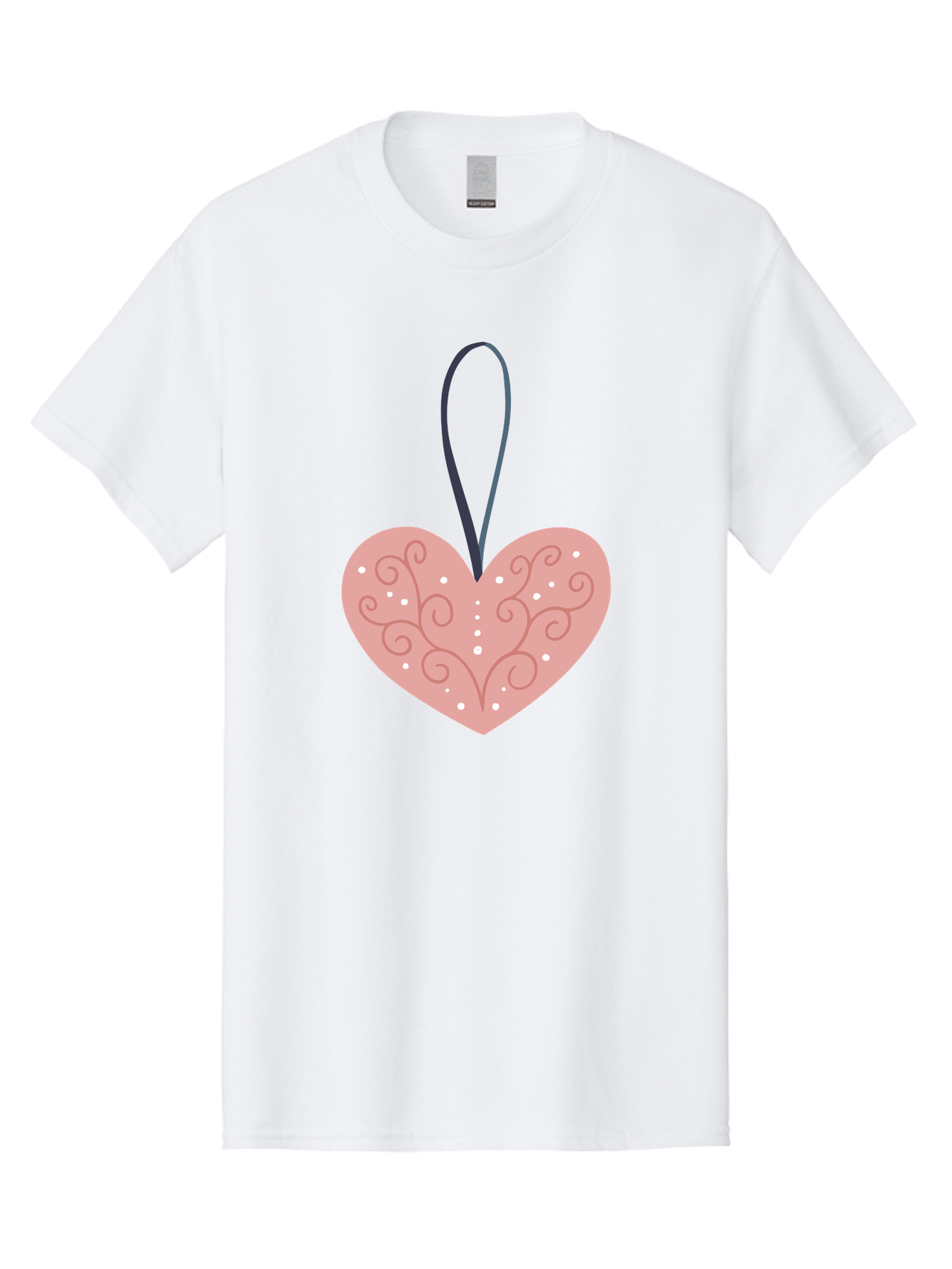 Pink-Heart-Ornament Men'S Graphic Tee, 100% Cotton, Comfortable Casual Summer Wear, Machine Washable, Pink Heart Ornament, Decorative Design, Swirling Patterns, White Dots, Hanging Decoration, Love Symbol, Valentines Day Gift, Festive Decor Aac077 19
