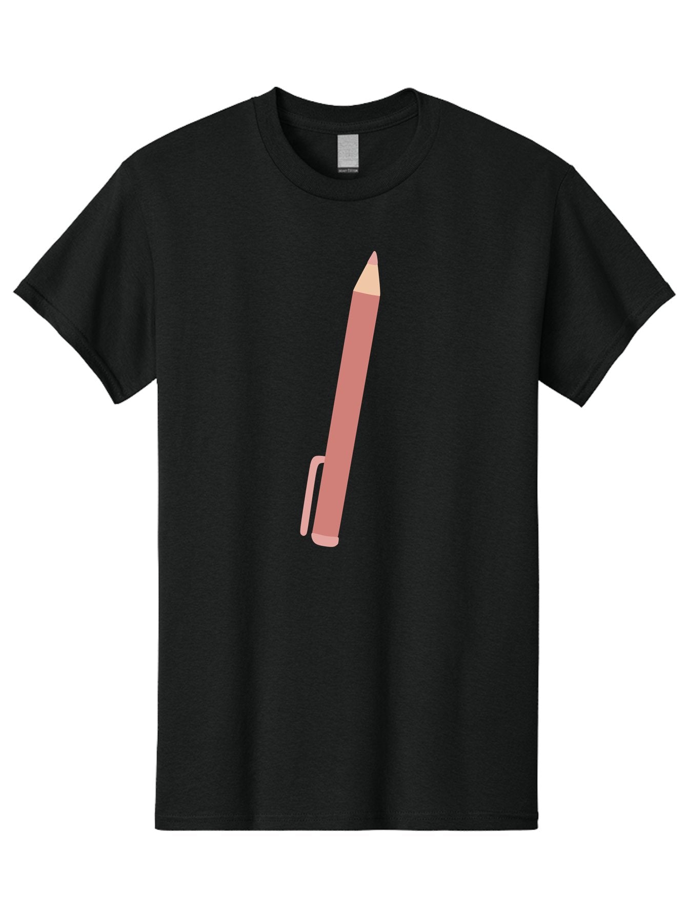 Pink-Pencil Men'S Graphic Tee, 100% Cotton, Comfortable Casual Summer Wear, Machine Washable, Pink Pen, Drawing Tool, Writing Instrument, Office Supplies, Stationery, Creative Writing, Artwork, Graphic Design Aac078