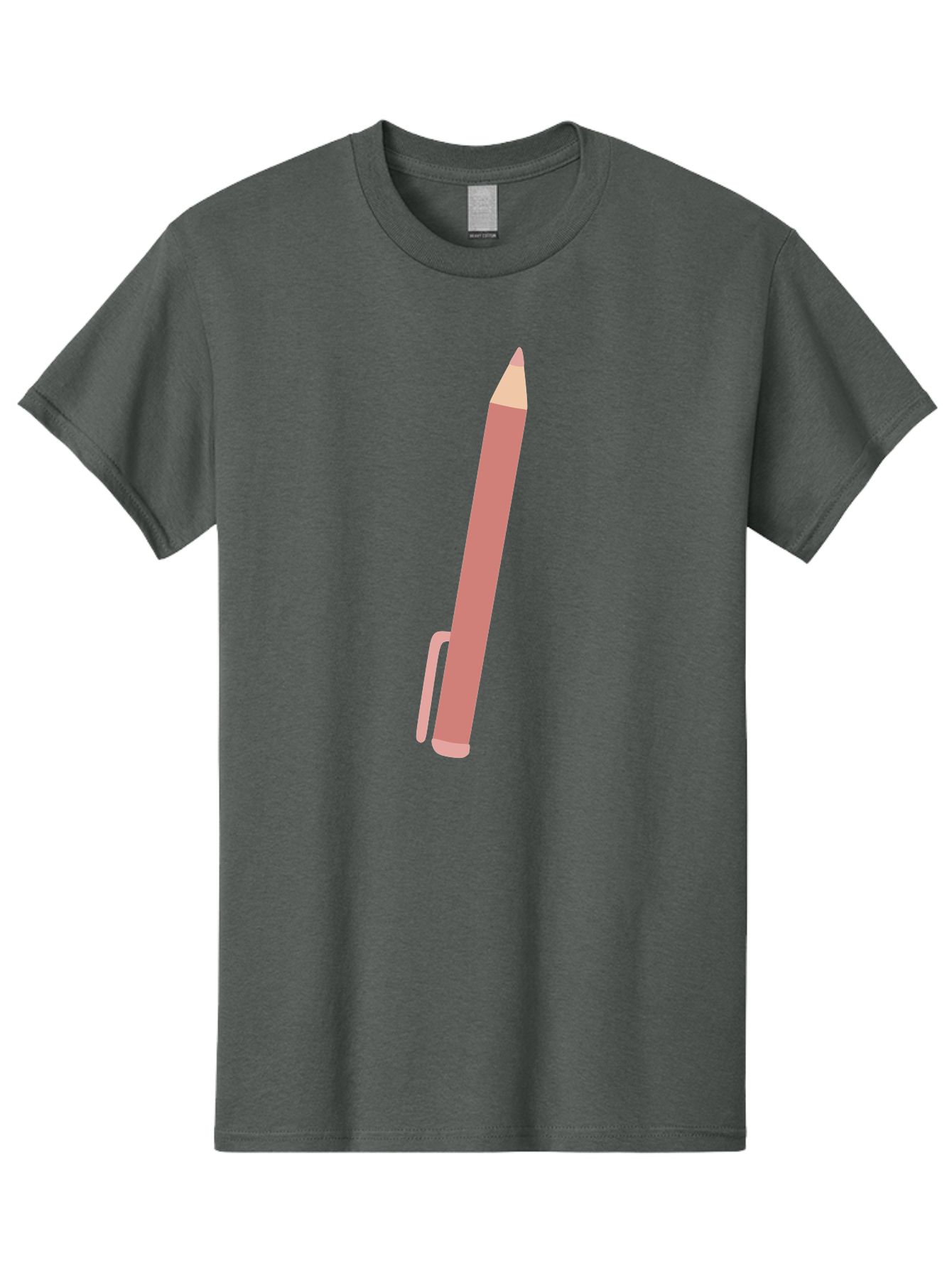 Pink-Pencil Men'S Graphic Tee, 100% Cotton, Comfortable Casual Summer Wear, Machine Washable, Pink Pen, Drawing Tool, Writing Instrument, Office Supplies, Stationery, Creative Writing, Artwork, Graphic Design Aac078