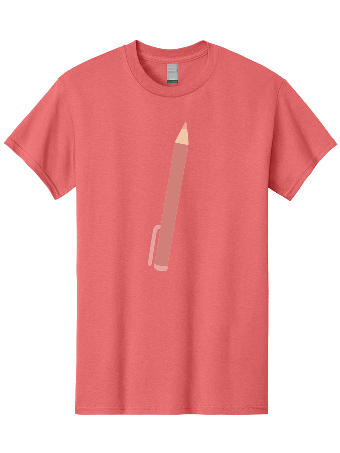 Pink-Pencil Men'S Graphic Tee, 100% Cotton, Comfortable Casual Summer Wear, Machine Washable, Pink Pen, Drawing Tool, Writing Instrument, Office Supplies, Stationery, Creative Writing, Artwork, Graphic Design Aac078 15