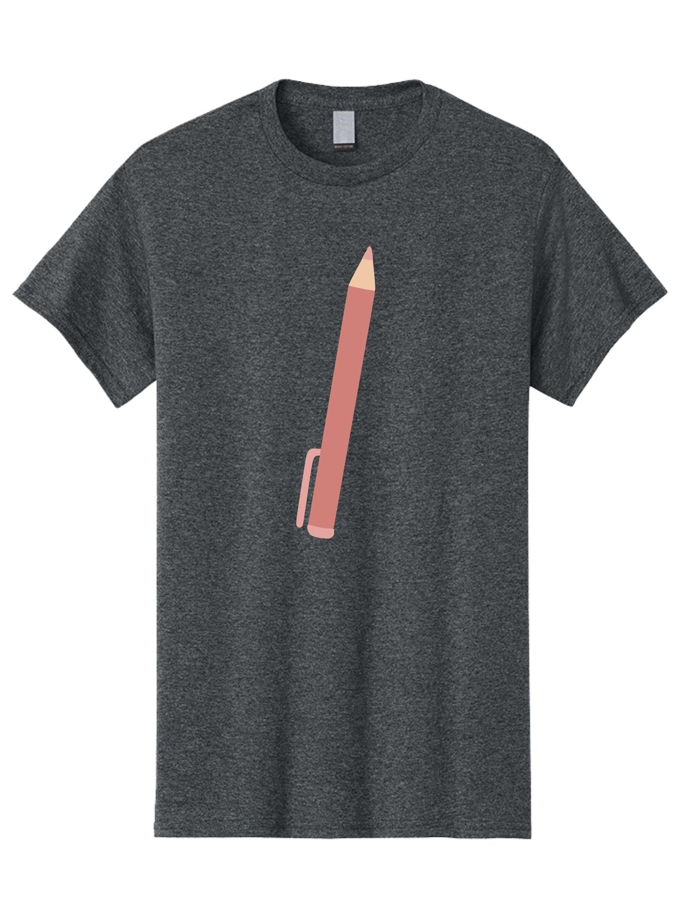 Pink-Pencil Men'S Graphic Tee, 100% Cotton, Comfortable Casual Summer Wear, Machine Washable, Pink Pen, Drawing Tool, Writing Instrument, Office Supplies, Stationery, Creative Writing, Artwork, Graphic Design Aac078