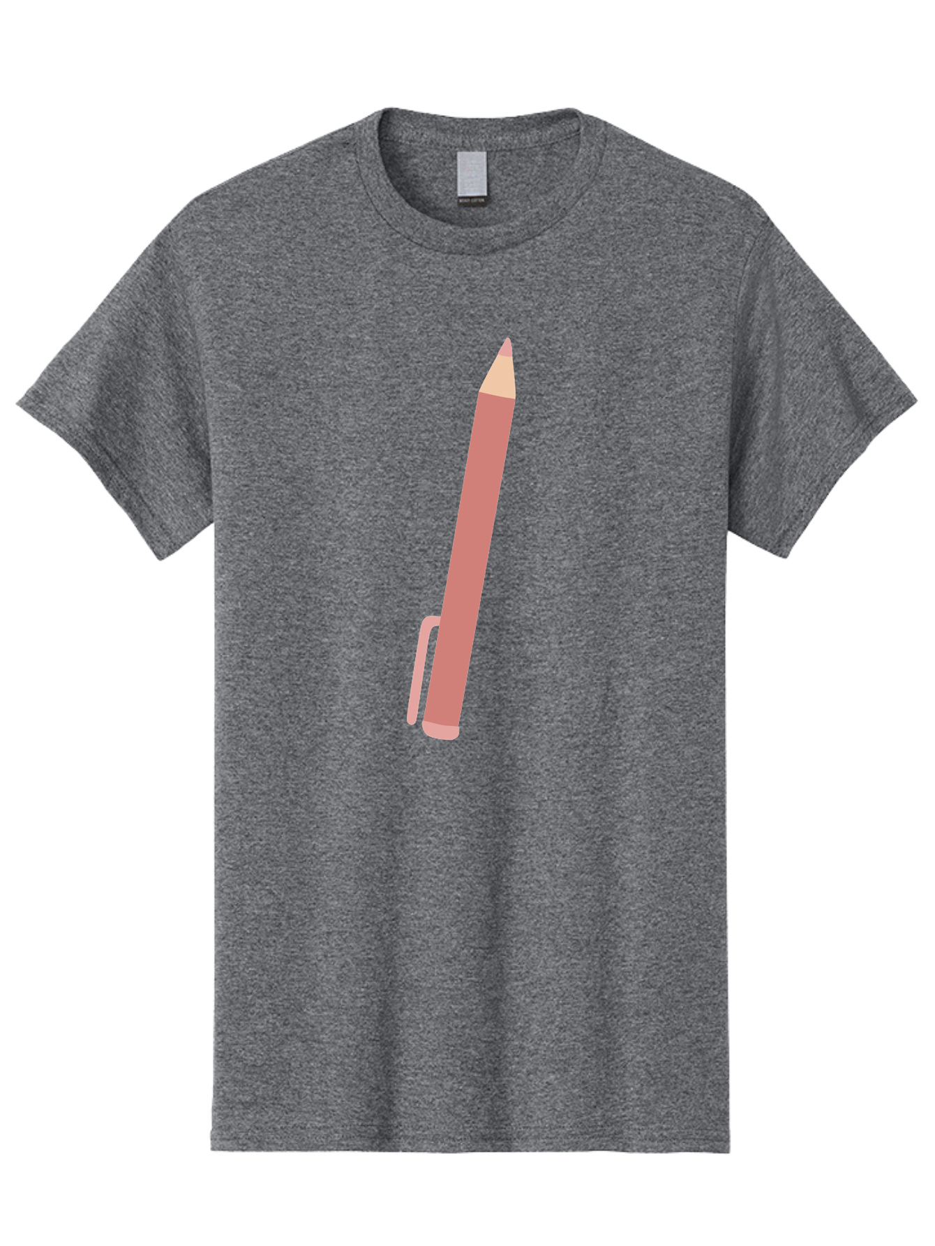 Pink-Pencil Men'S Graphic Tee, 100% Cotton, Comfortable Casual Summer Wear, Machine Washable, Pink Pen, Drawing Tool, Writing Instrument, Office Supplies, Stationery, Creative Writing, Artwork, Graphic Design Aac078 27