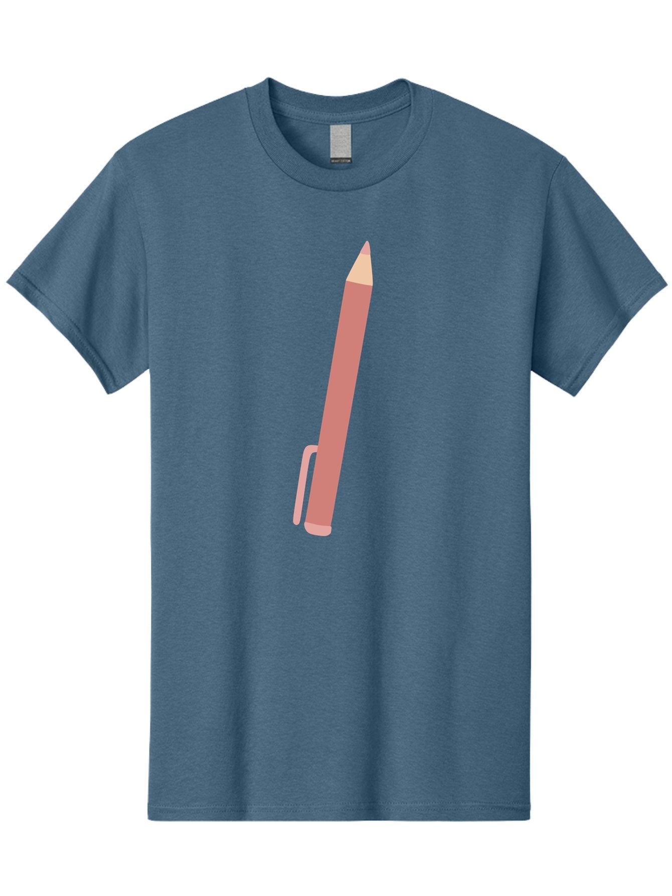 Pink-Pencil Men'S Graphic Tee, 100% Cotton, Comfortable Casual Summer Wear, Machine Washable, Pink Pen, Drawing Tool, Writing Instrument, Office Supplies, Stationery, Creative Writing, Artwork, Graphic Design Aac078 7