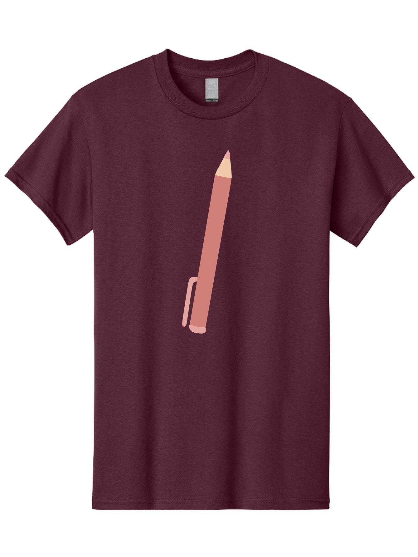 Pink-Pencil Men'S Graphic Tee, 100% Cotton, Comfortable Casual Summer Wear, Machine Washable, Pink Pen, Drawing Tool, Writing Instrument, Office Supplies, Stationery, Creative Writing, Artwork, Graphic Design Aac078 8