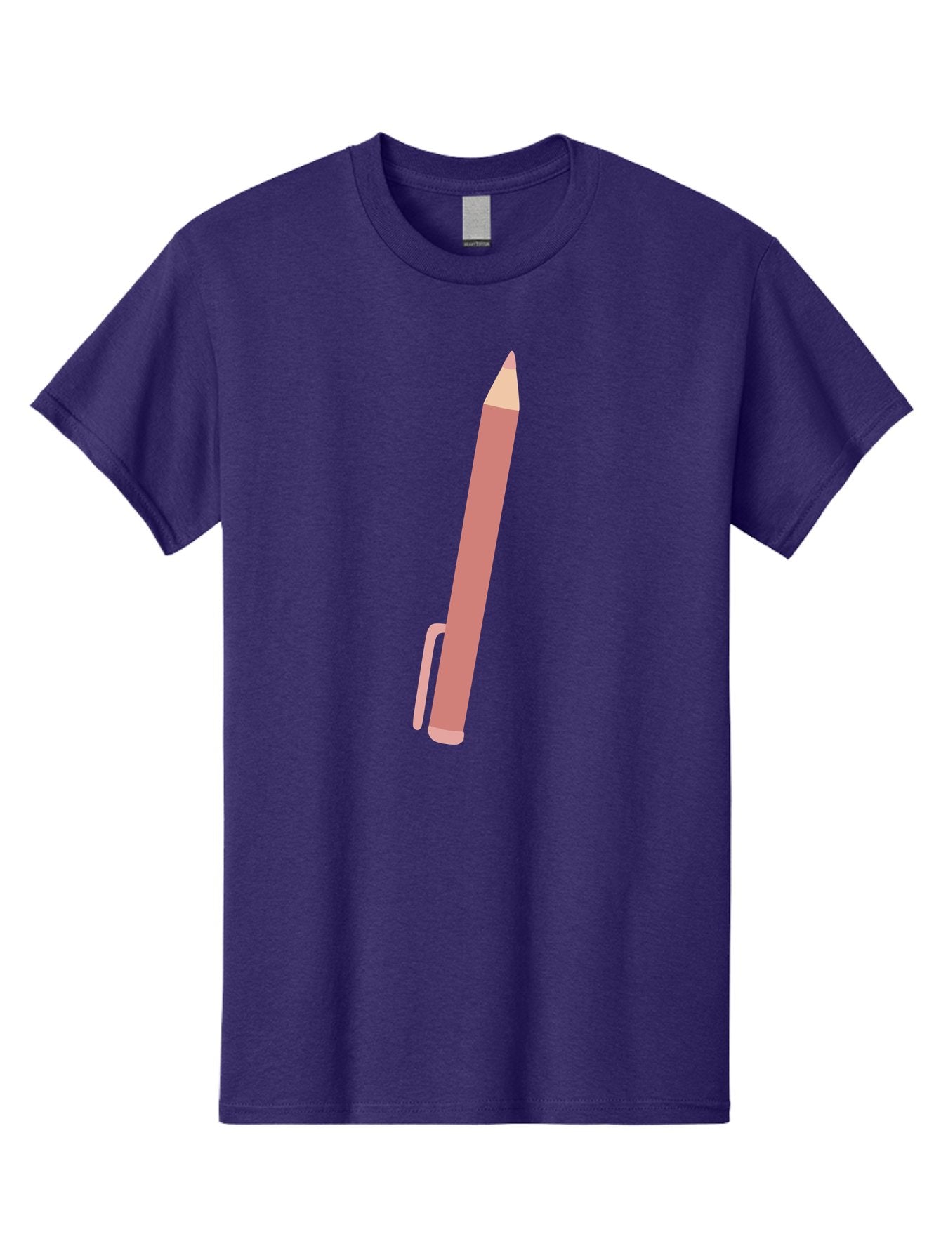 Pink-Pencil Men'S Graphic Tee, 100% Cotton, Comfortable Casual Summer Wear, Machine Washable, Pink Pen, Drawing Tool, Writing Instrument, Office Supplies, Stationery, Creative Writing, Artwork, Graphic Design Aac078 12