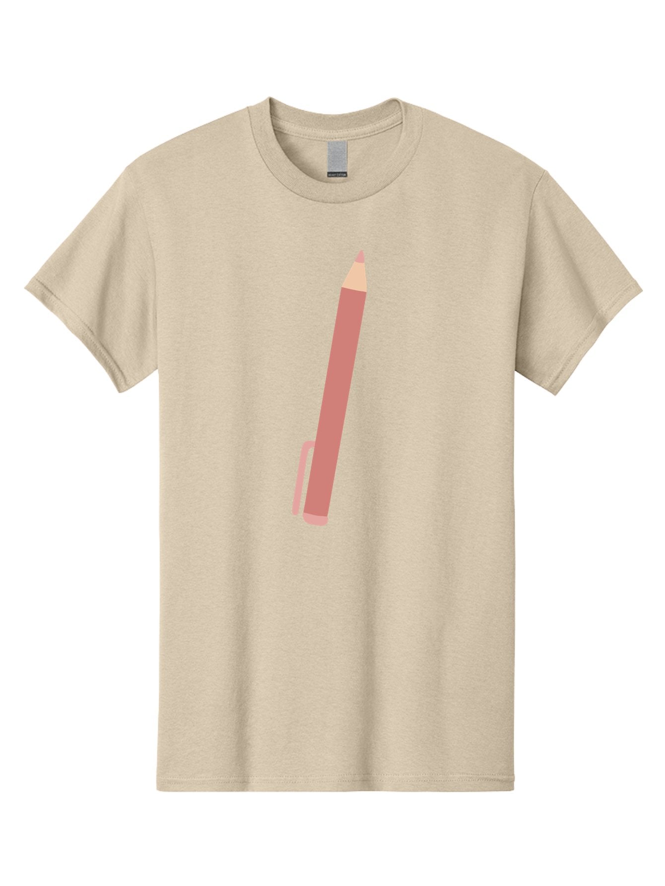Pink-Pencil Men'S Graphic Tee, 100% Cotton, Comfortable Casual Summer Wear, Machine Washable, Pink Pen, Drawing Tool, Writing Instrument, Office Supplies, Stationery, Creative Writing, Artwork, Graphic Design Aac078 3