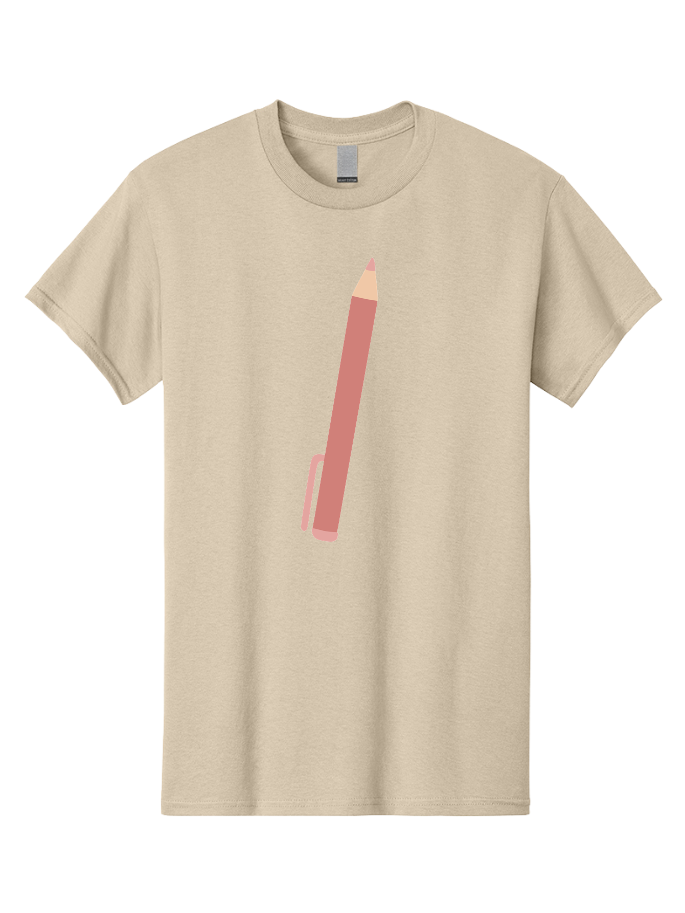 Pink-Pencil Men'S Graphic Tee, 100% Cotton, Comfortable Casual Summer Wear, Machine Washable, Pink Pen, Drawing Tool, Writing Instrument, Office Supplies, Stationery, Creative Writing, Artwork, Graphic Design Aac078 17