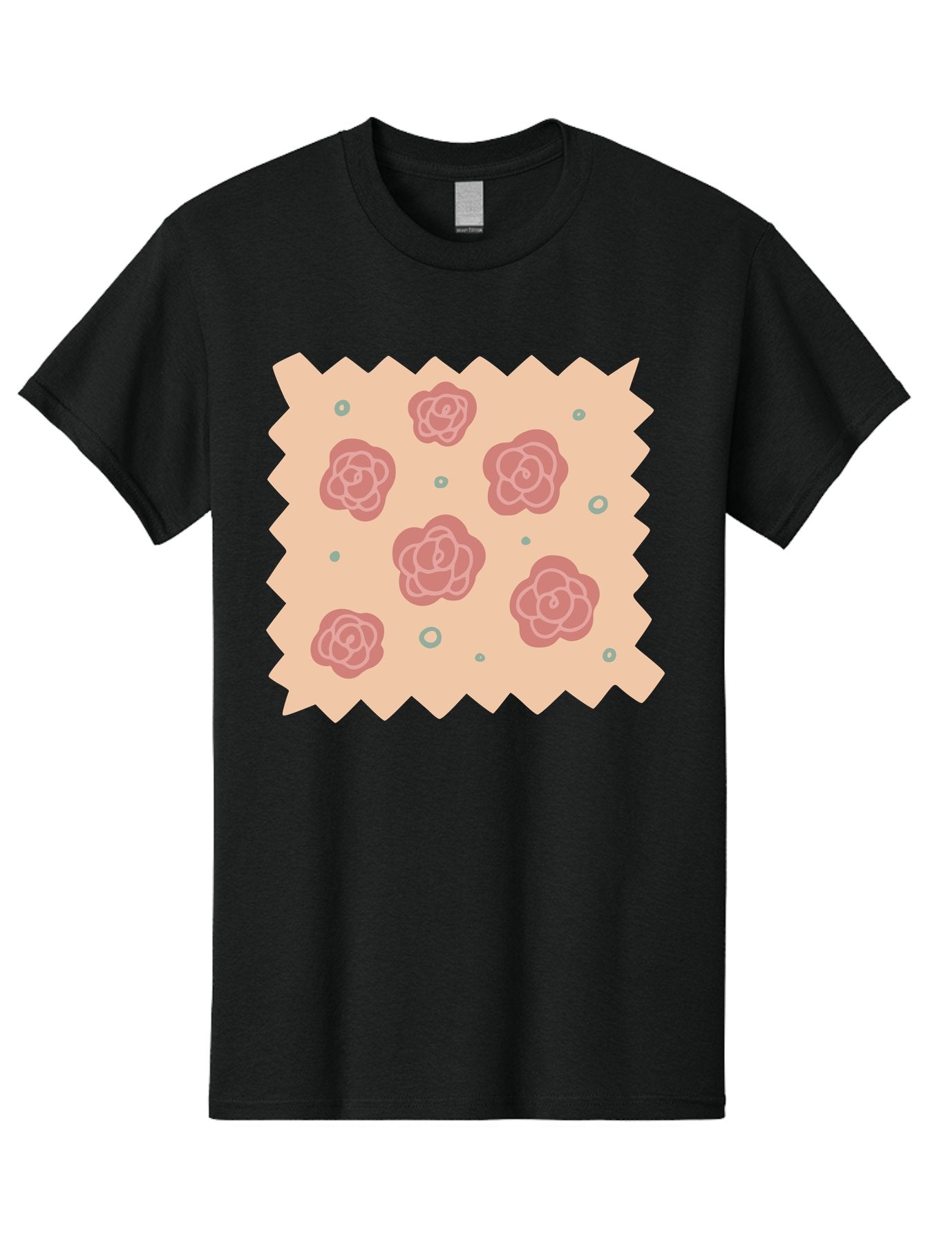 Pink-Roses Men'S Graphic Tee, 100% Cotton, Comfortable Casual Summer Wear, Machine Washable, Pink Roses, White Outlines, Floral Pattern, Decorative Design, Abstract Flowers, Elegant Graphics, Minimalist Art Aac079 3
