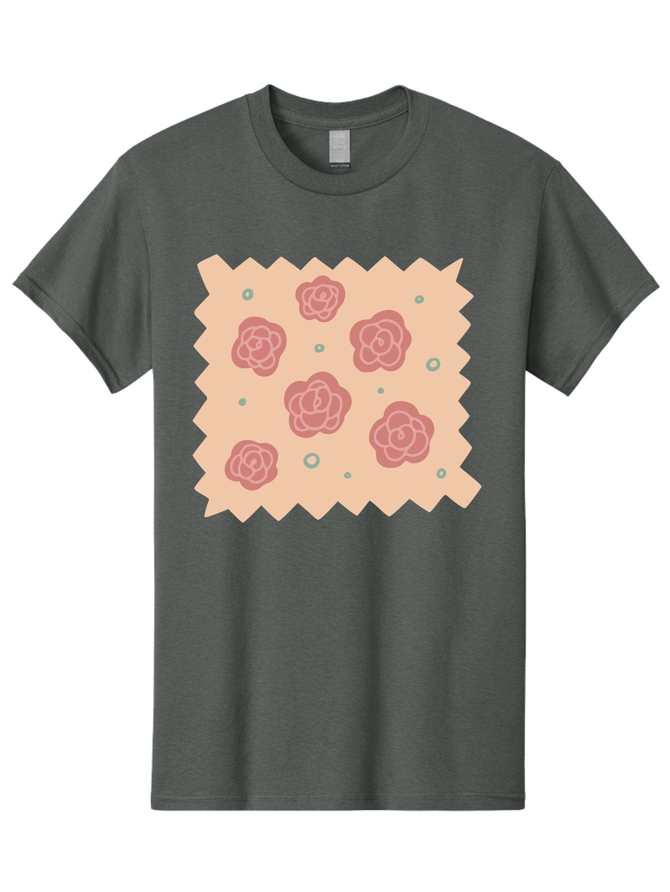 Pink-Roses Men'S Graphic Tee, 100% Cotton, Comfortable Casual Summer Wear, Machine Washable, Pink Roses, White Outlines, Floral Pattern, Decorative Design, Abstract Flowers, Elegant Graphics, Minimalist Art Aac079 15