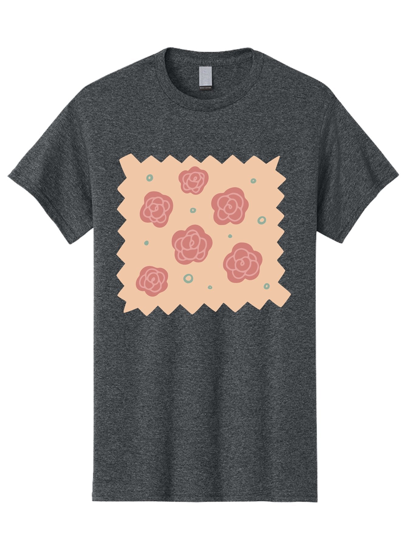 Pink-Roses Men'S Graphic Tee, 100% Cotton, Comfortable Casual Summer Wear, Machine Washable, Pink Roses, White Outlines, Floral Pattern, Decorative Design, Abstract Flowers, Elegant Graphics, Minimalist Art Aac079 8