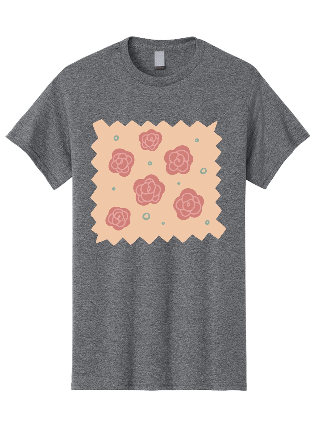 Pink-Roses Men'S Graphic Tee, 100% Cotton, Comfortable Casual Summer Wear, Machine Washable, Pink Roses, White Outlines, Floral Pattern, Decorative Design, Abstract Flowers, Elegant Graphics, Minimalist Art Aac079 6