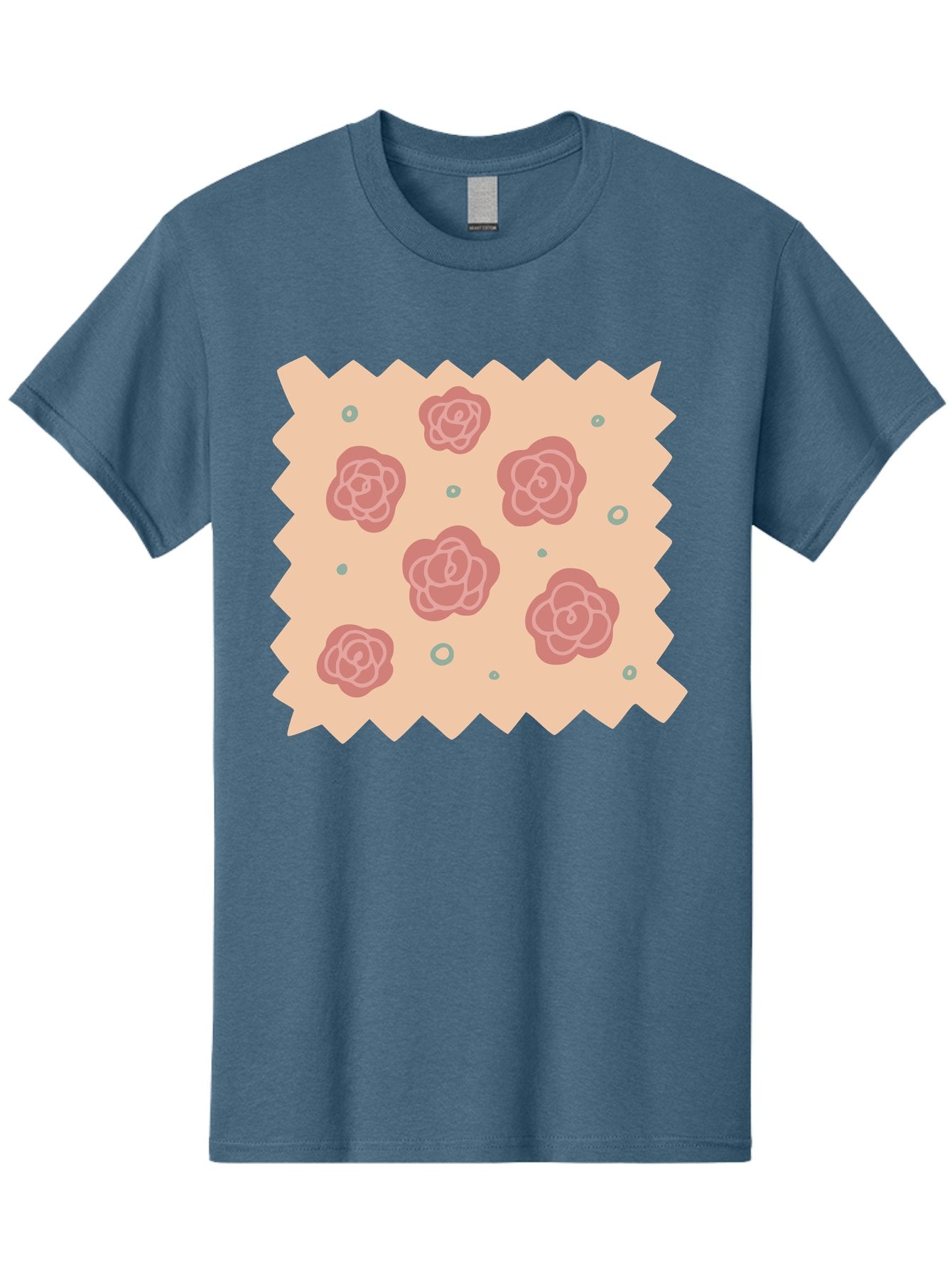 Pink-Roses Men'S Graphic Tee, 100% Cotton, Comfortable Casual Summer Wear, Machine Washable, Pink Roses, White Outlines, Floral Pattern, Decorative Design, Abstract Flowers, Elegant Graphics, Minimalist Art Aac079 5