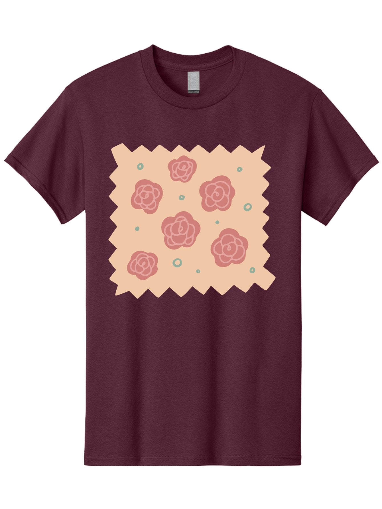 Pink-Roses Men'S Graphic Tee, 100% Cotton, Comfortable Casual Summer Wear, Machine Washable, Pink Roses, White Outlines, Floral Pattern, Decorative Design, Abstract Flowers, Elegant Graphics, Minimalist Art Aac079 9