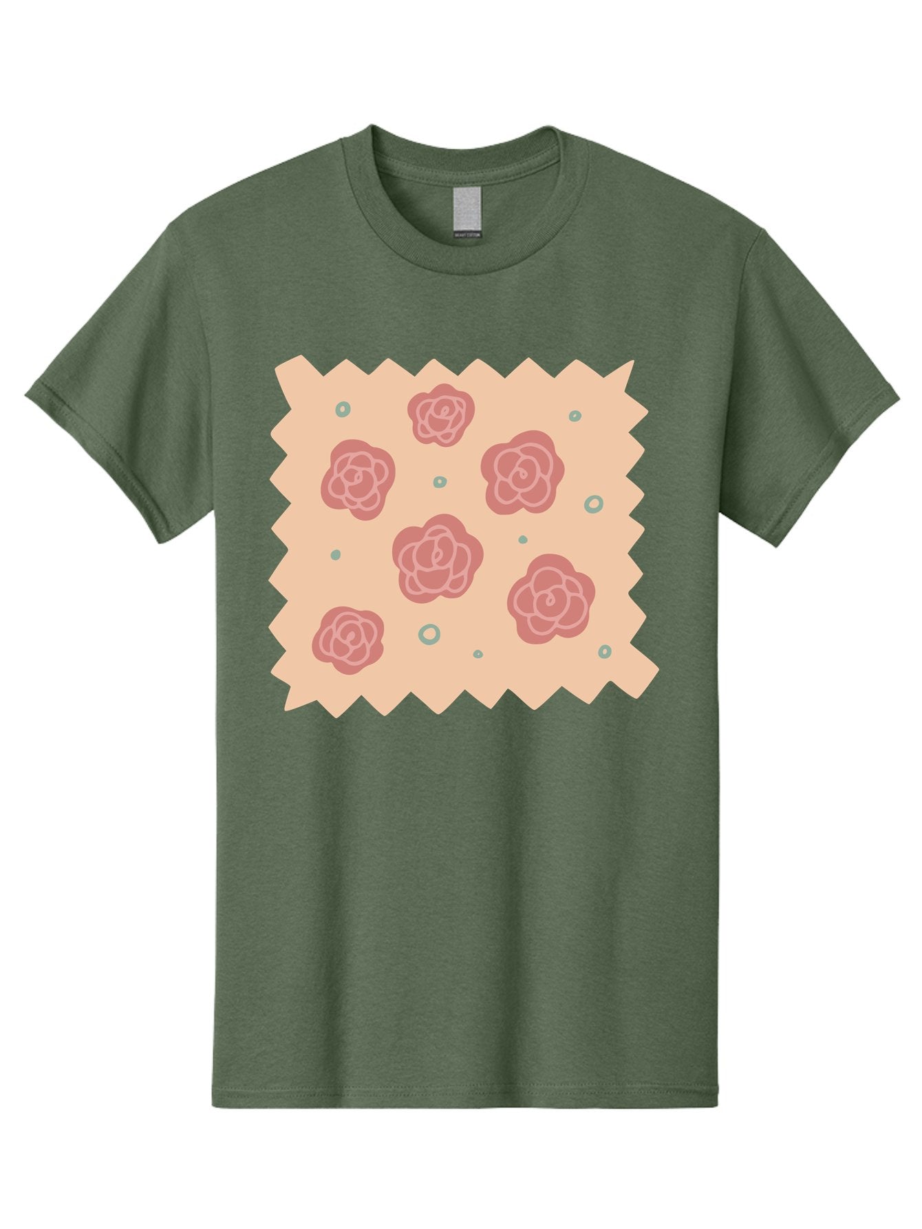 Pink-Roses Men'S Graphic Tee, 100% Cotton, Comfortable Casual Summer Wear, Machine Washable, Pink Roses, White Outlines, Floral Pattern, Decorative Design, Abstract Flowers, Elegant Graphics, Minimalist Art Aac079 7