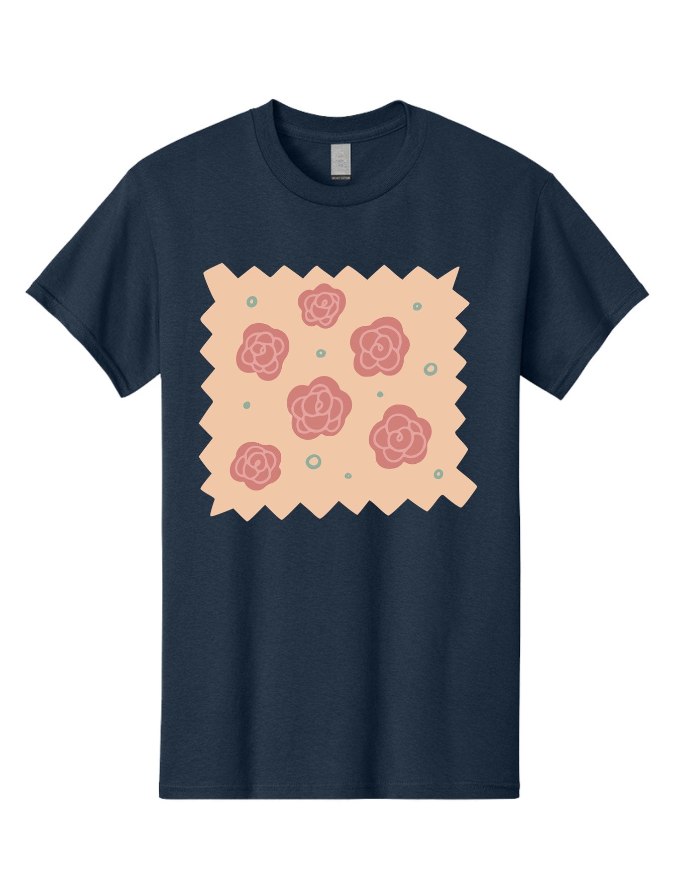 Pink-Roses Men'S Graphic Tee, 100% Cotton, Comfortable Casual Summer Wear, Machine Washable, Pink Roses, White Outlines, Floral Pattern, Decorative Design, Abstract Flowers, Elegant Graphics, Minimalist Art Aac079 11