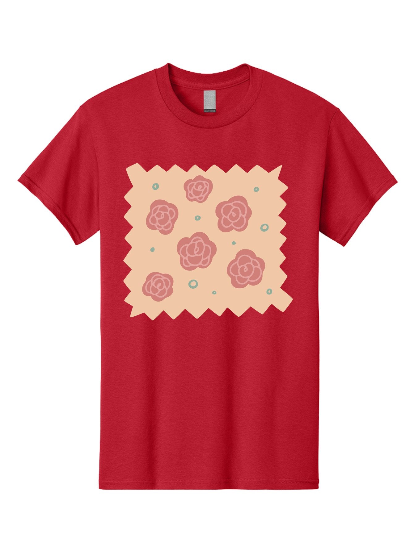 Pink-Roses Men'S Graphic Tee, 100% Cotton, Comfortable Casual Summer Wear, Machine Washable, Pink Roses, White Outlines, Floral Pattern, Decorative Design, Abstract Flowers, Elegant Graphics, Minimalist Art Aac079